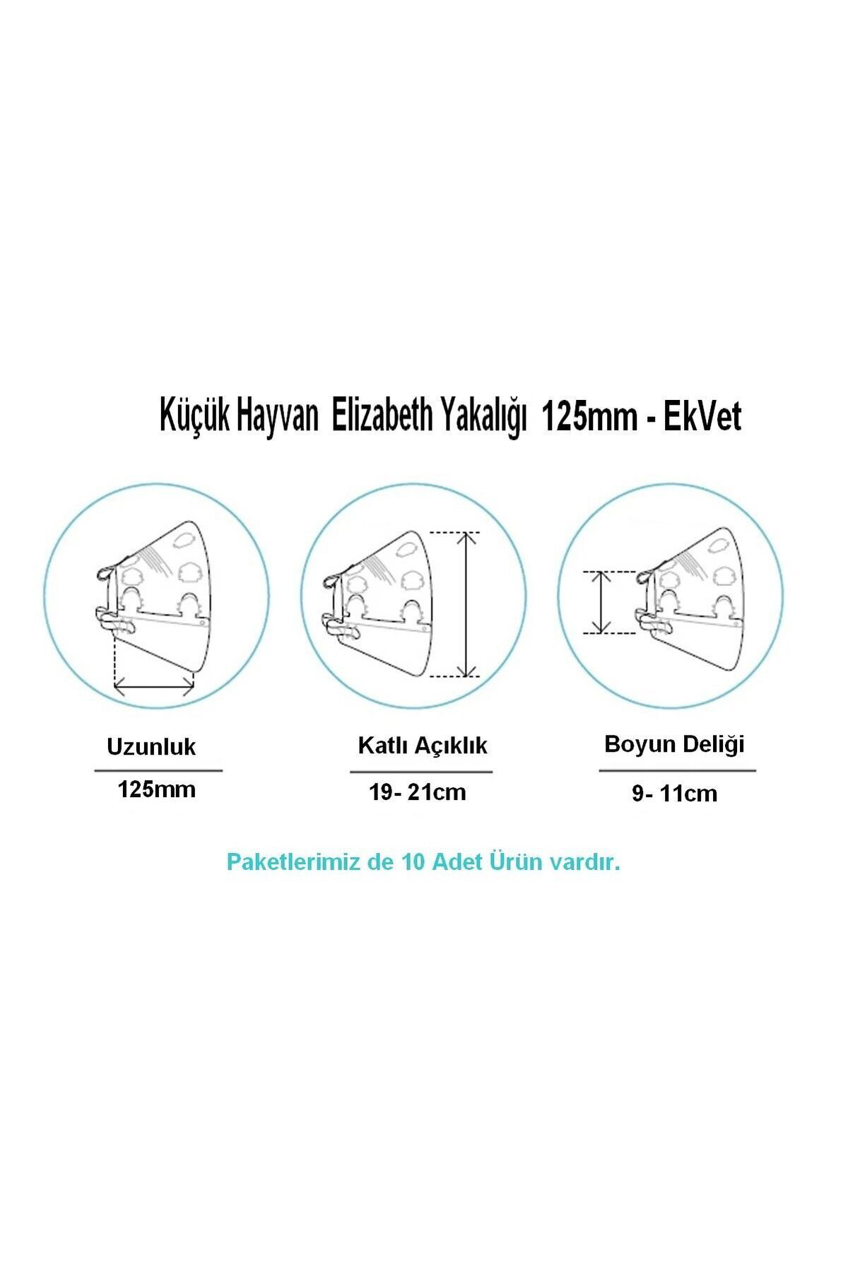 Ekvet Küçük Hayvan Elizabeth Yakaliği 125Mm - 10 Lu Paket