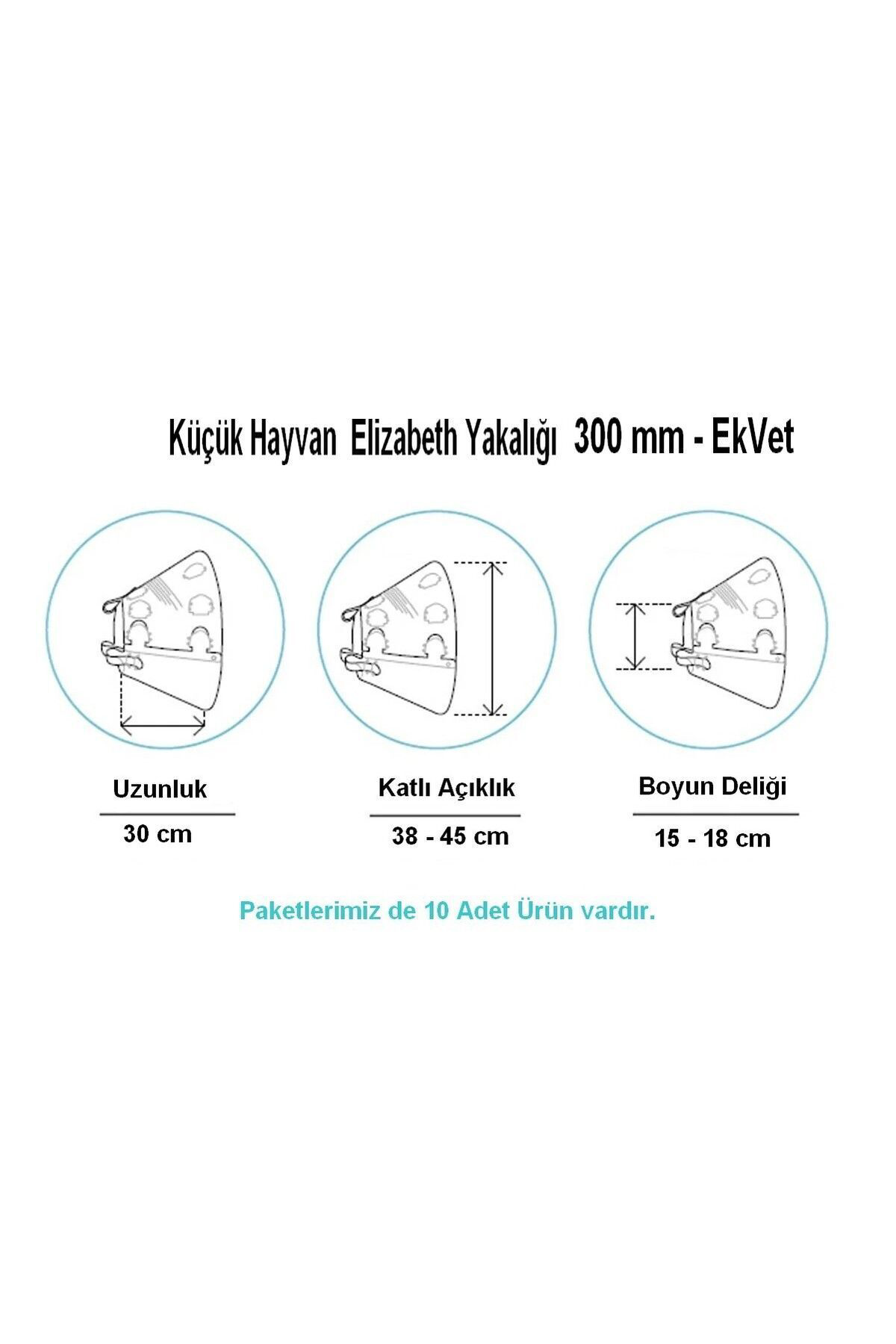 Ekvet Küçük Hayvan Elizabeth Yakaliği 300Mm - 10 Lu Paket