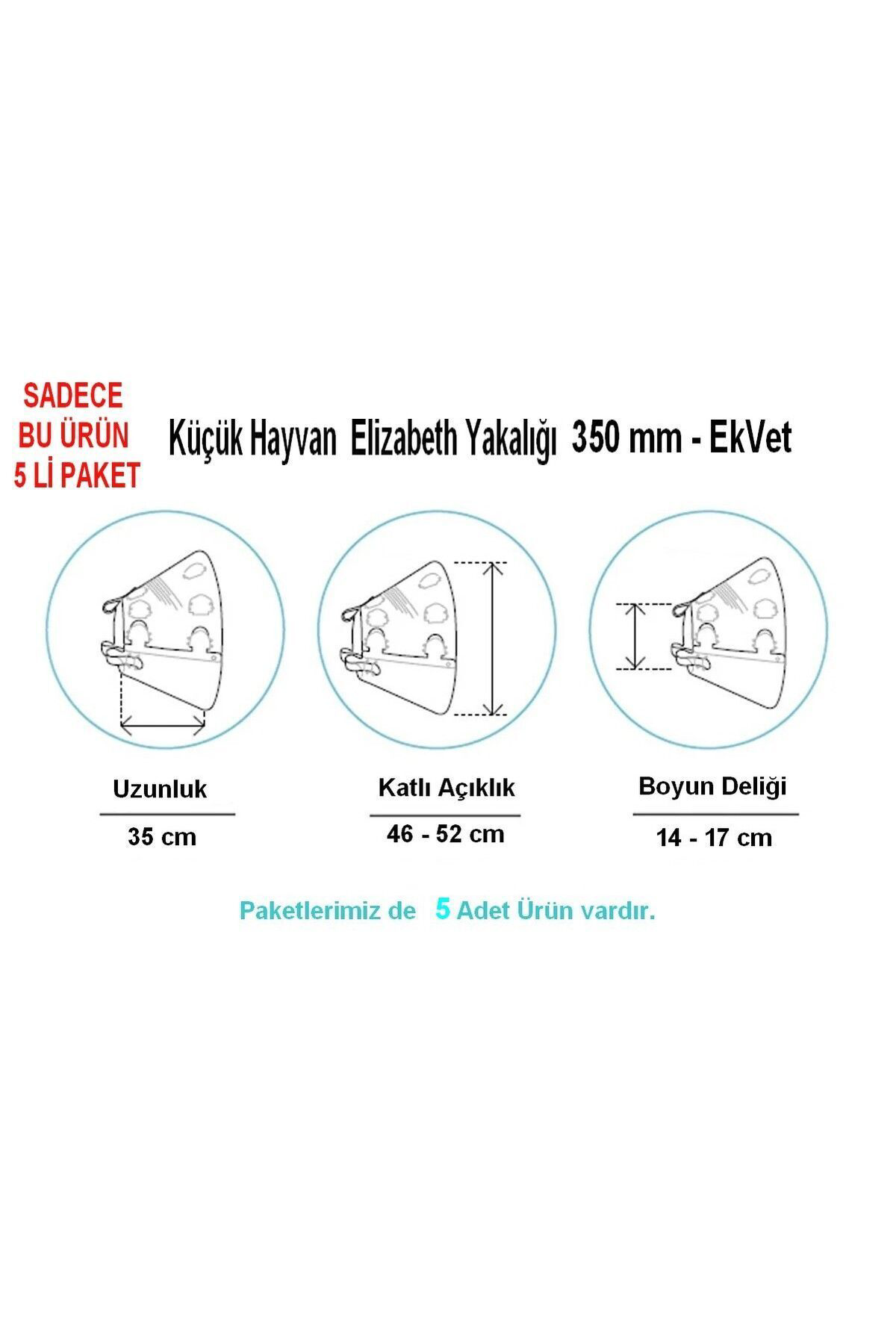 Ekvet Küçük Hayvan Elizabeth Yakaliği 350Mm - 5 Li Paket