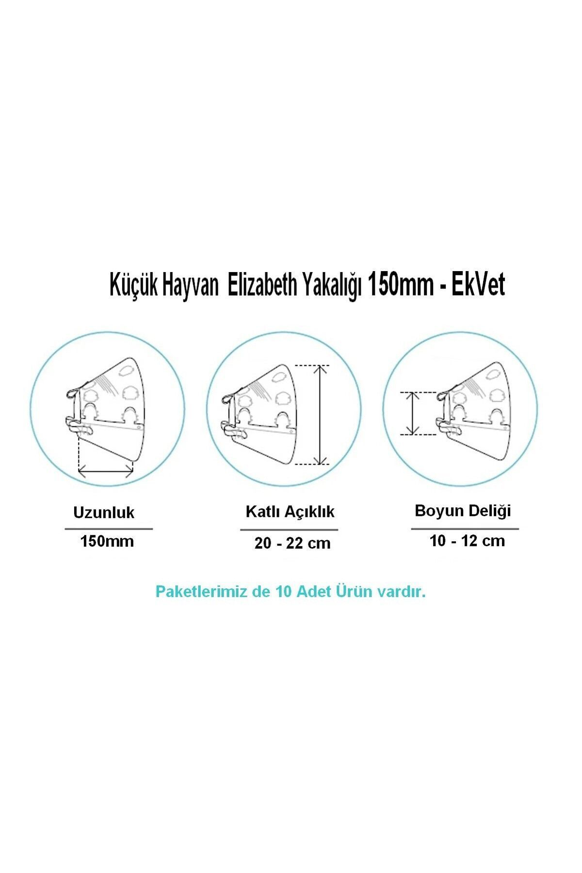Ekvet Küçük Hayvan Elizabeth Yakaliği 150Mm - 10 Lu Paket