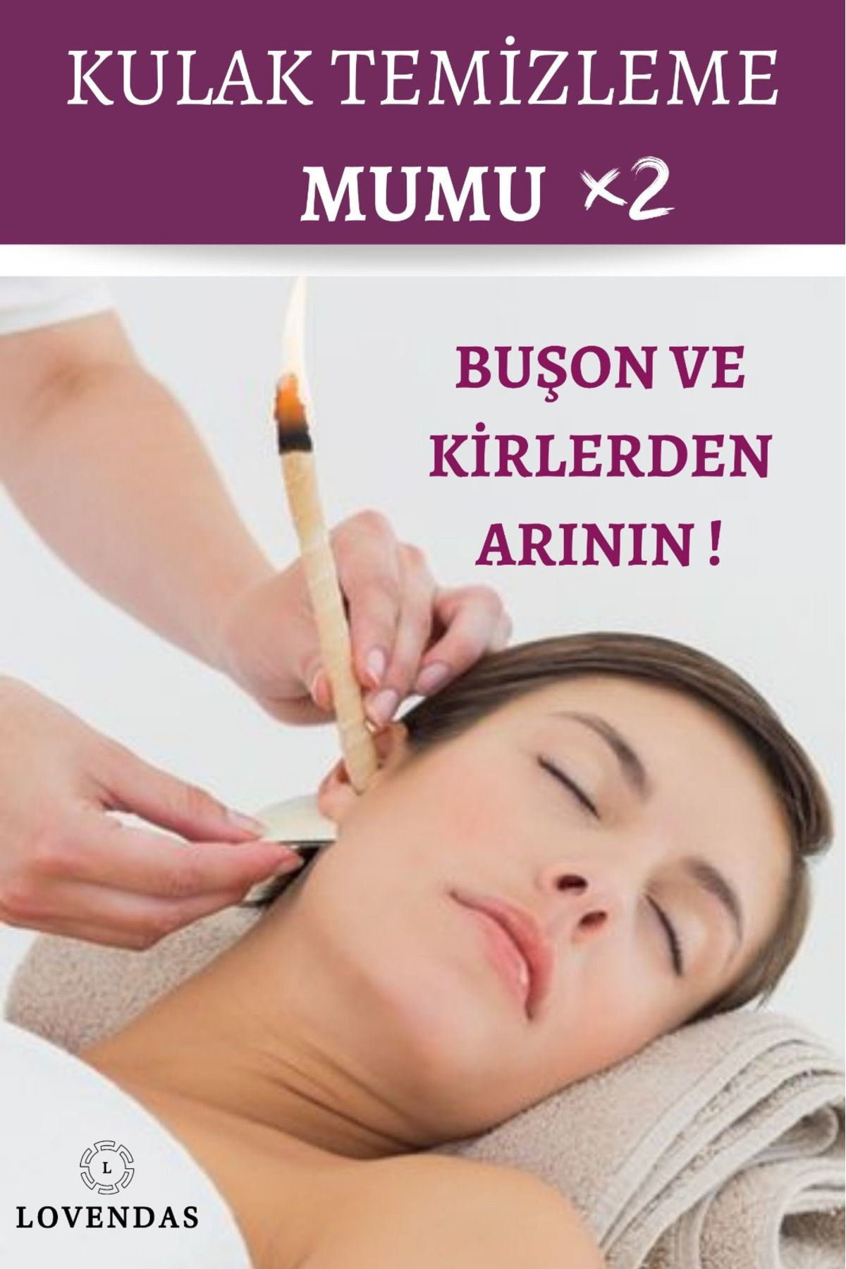 Lovendas Kulak Temizleme Mumu Çubuğu Ear Candle Doğal Boyasiz Beyaz 1 Pake