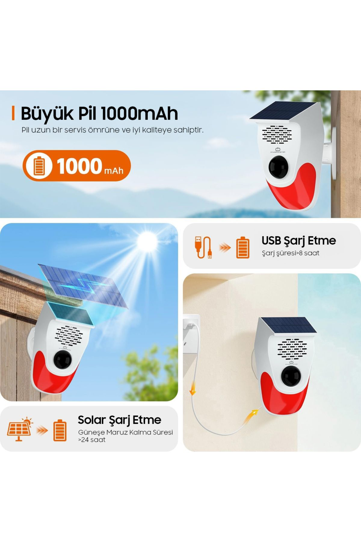 Ok Aksesuar Kumandali Solar Sesli İşikli 120Db Alarm Sistemi  Go506089mt-2624