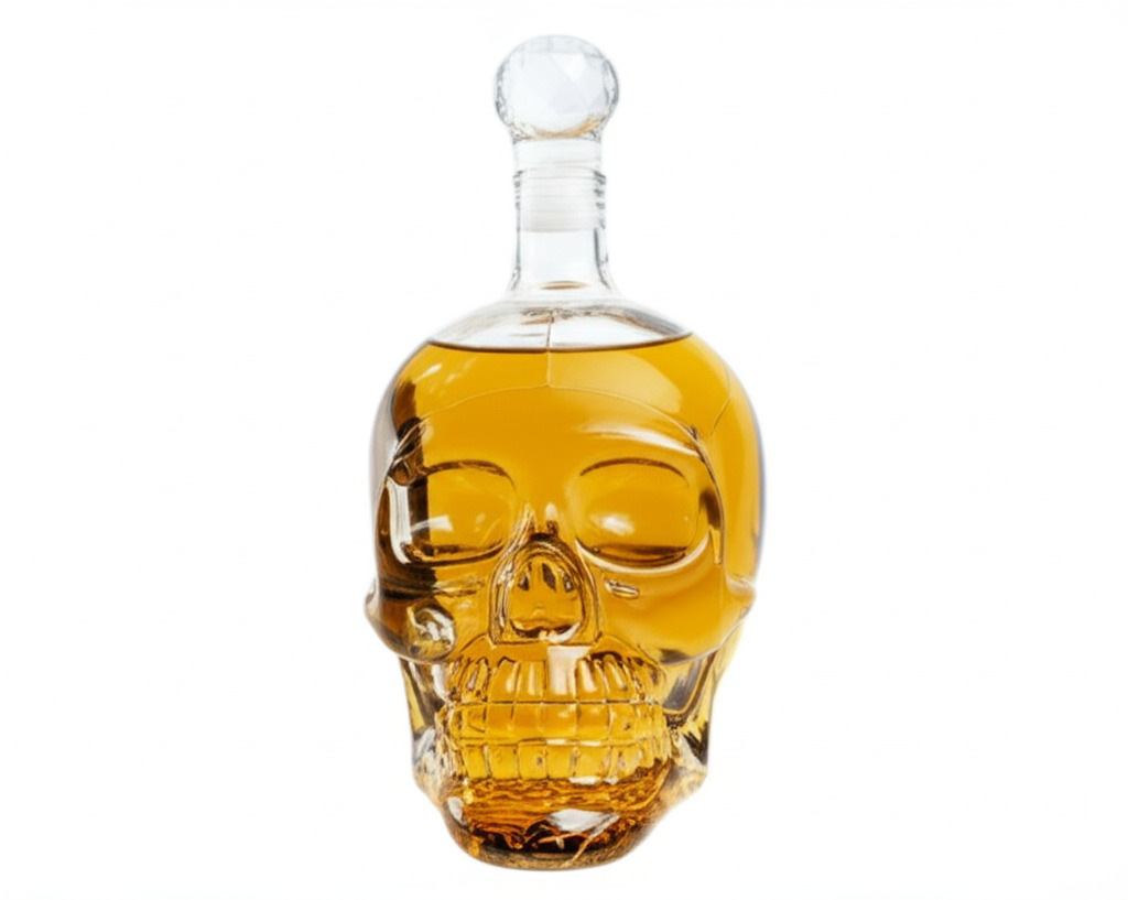 Kuru Kafa Şişe Crystal Head 1lt Dekoratif Cam Şişe Özel Tasarım İ