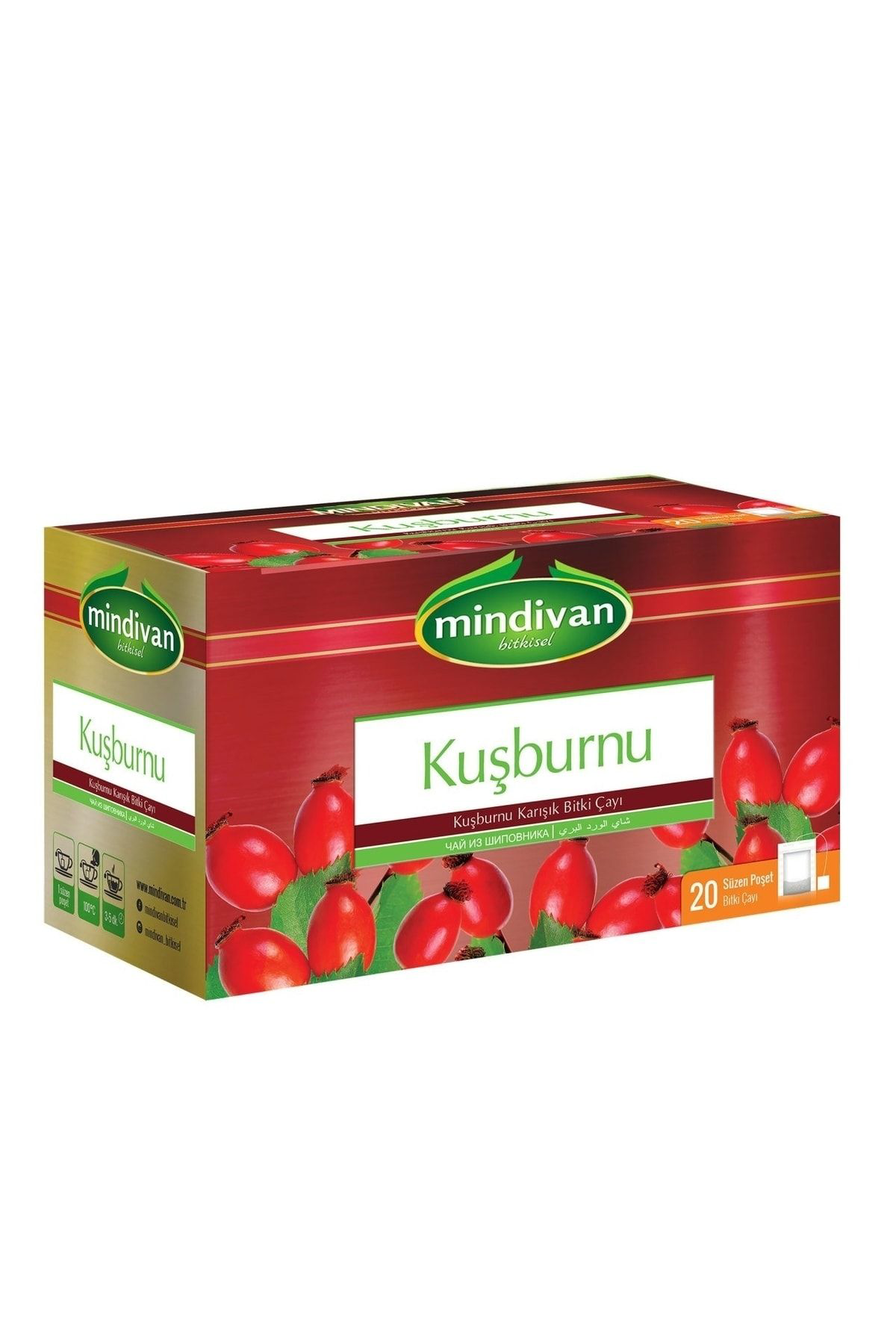 Mindivan Kuşburnu Karişik Bitki Süzen Poşet Çay 20'Li