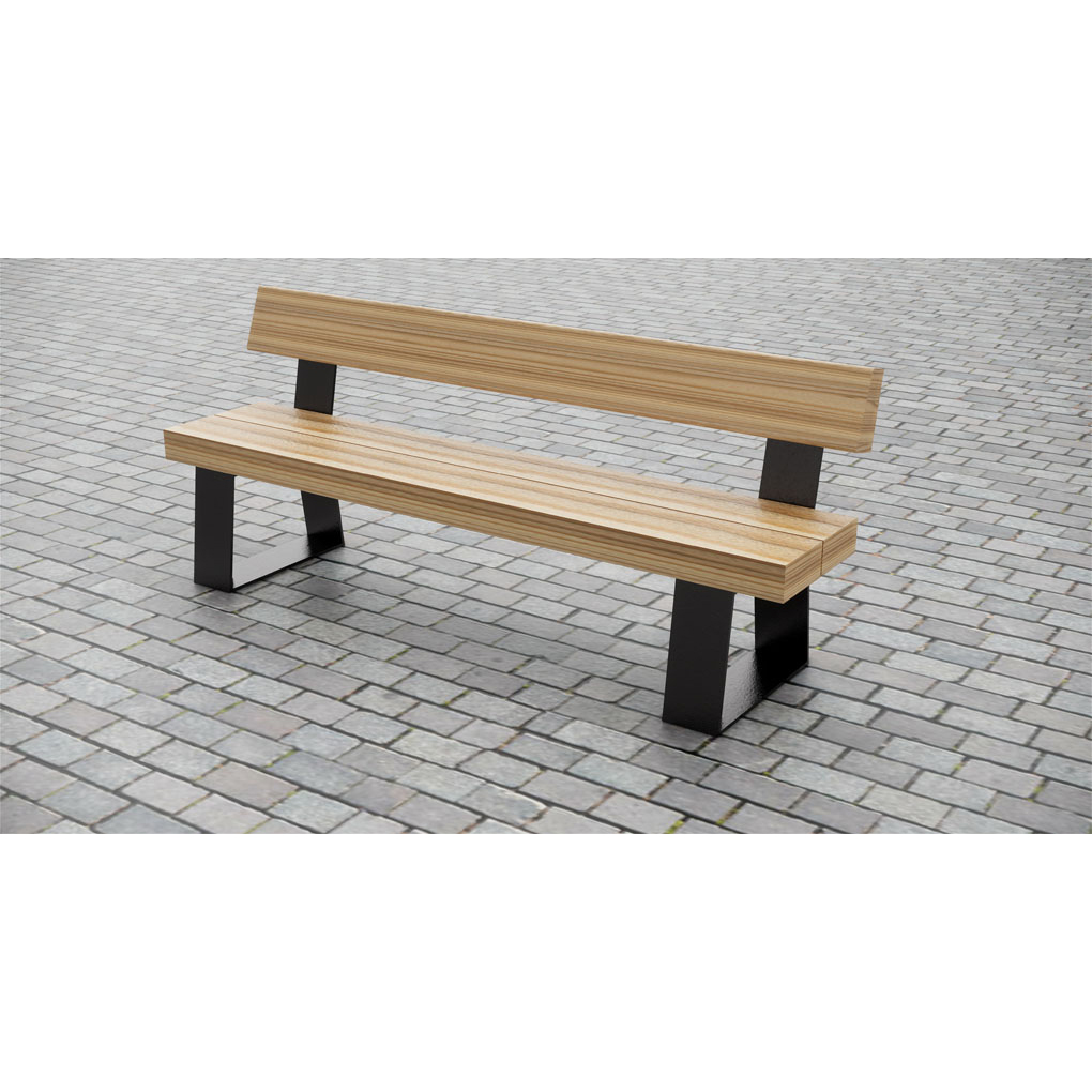 Abronya Kütük Bank Metal Sirtli Bench Ahşapli Bank Modeli