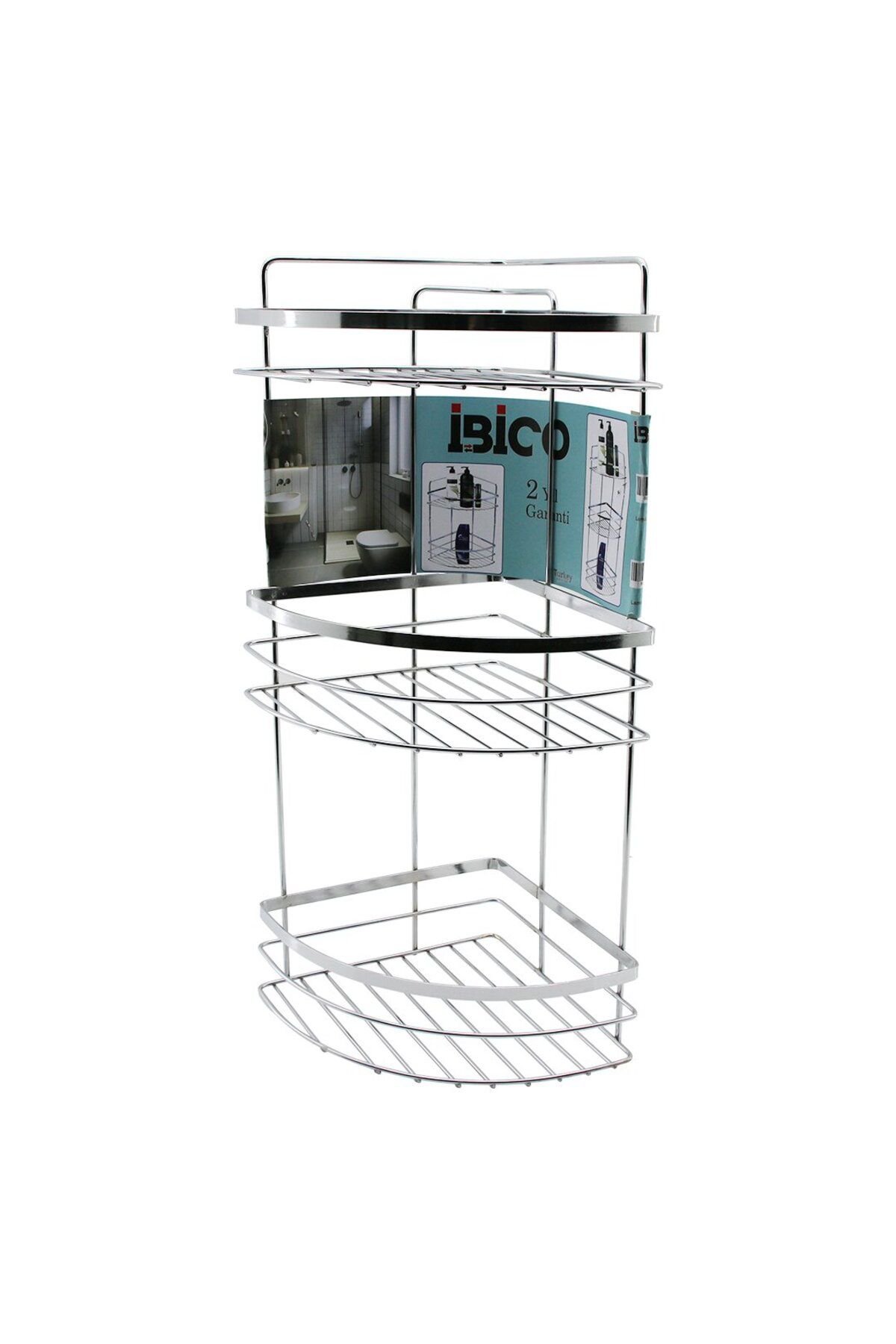 Ok Aksesuar Lamali 3 Katli - Üçgen Krom Metal Banyo Köşelik - Duşkabin Raf (5