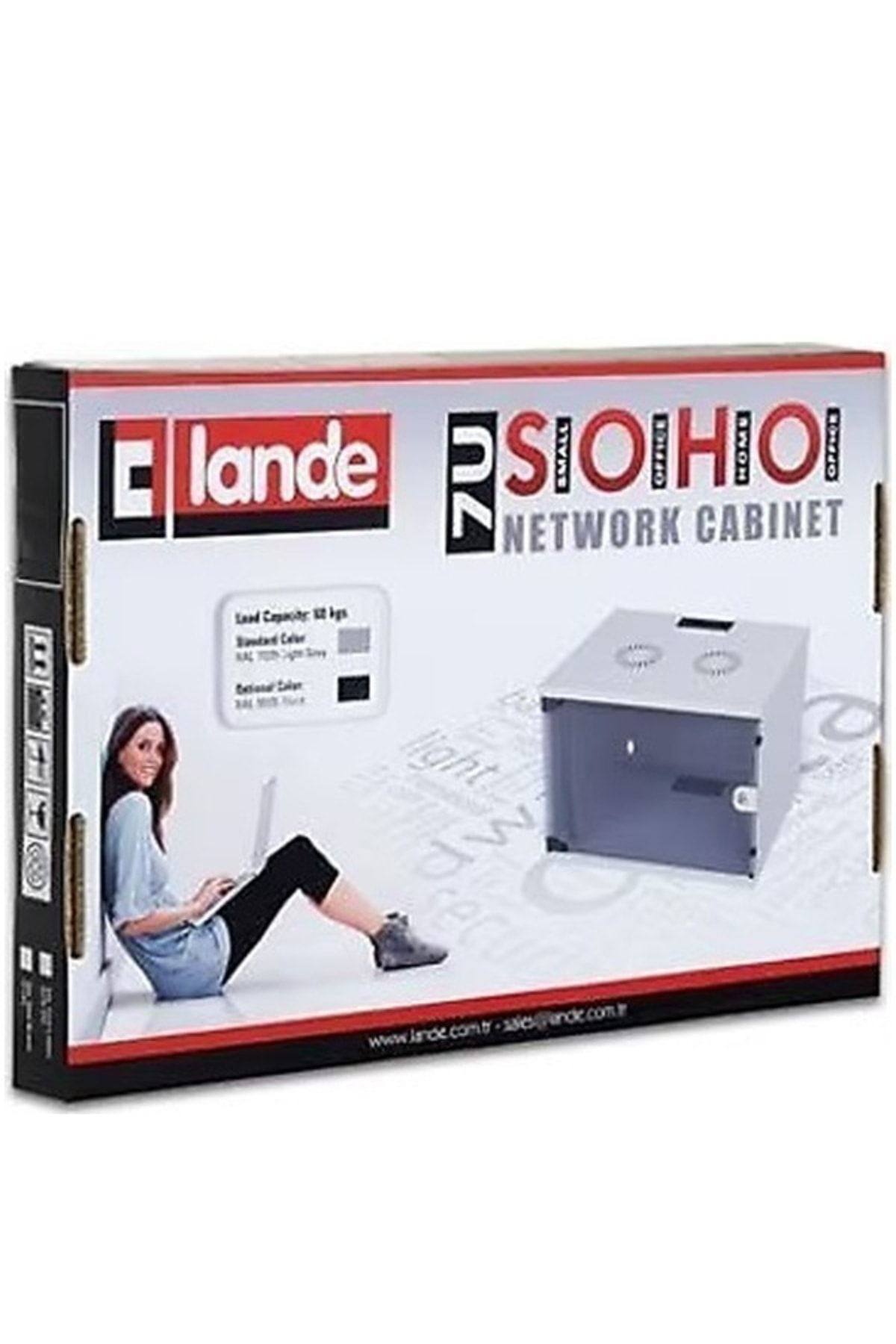 Lande Rack Cabinet Lande Ln-Ss07u5440-Lg 7U 19" 540X400x370mm Duvar Tipi Soho Demont