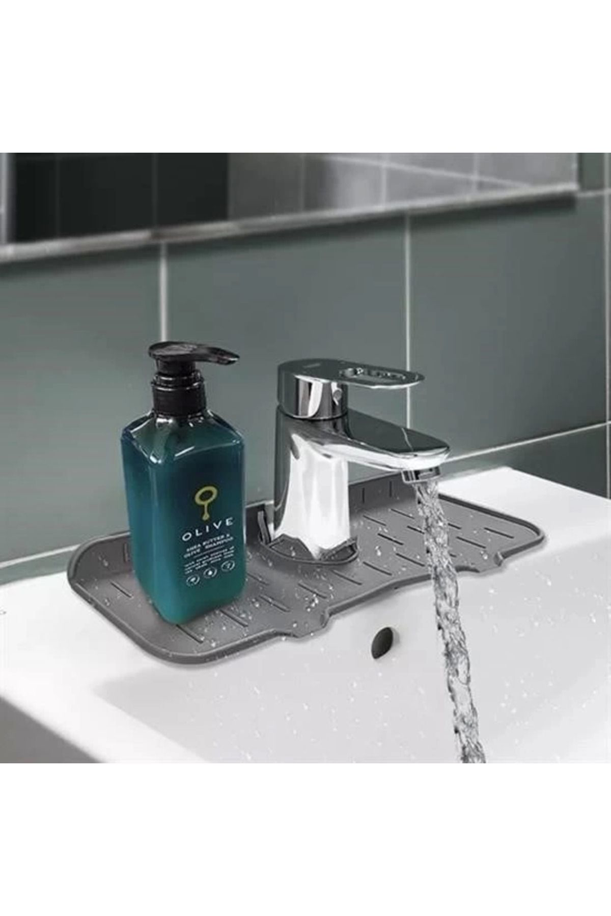 Yusuftex Lavabo İçin Silikon Esnek Mat Musluk Sapi Damlama Tutucu Raf Mutf