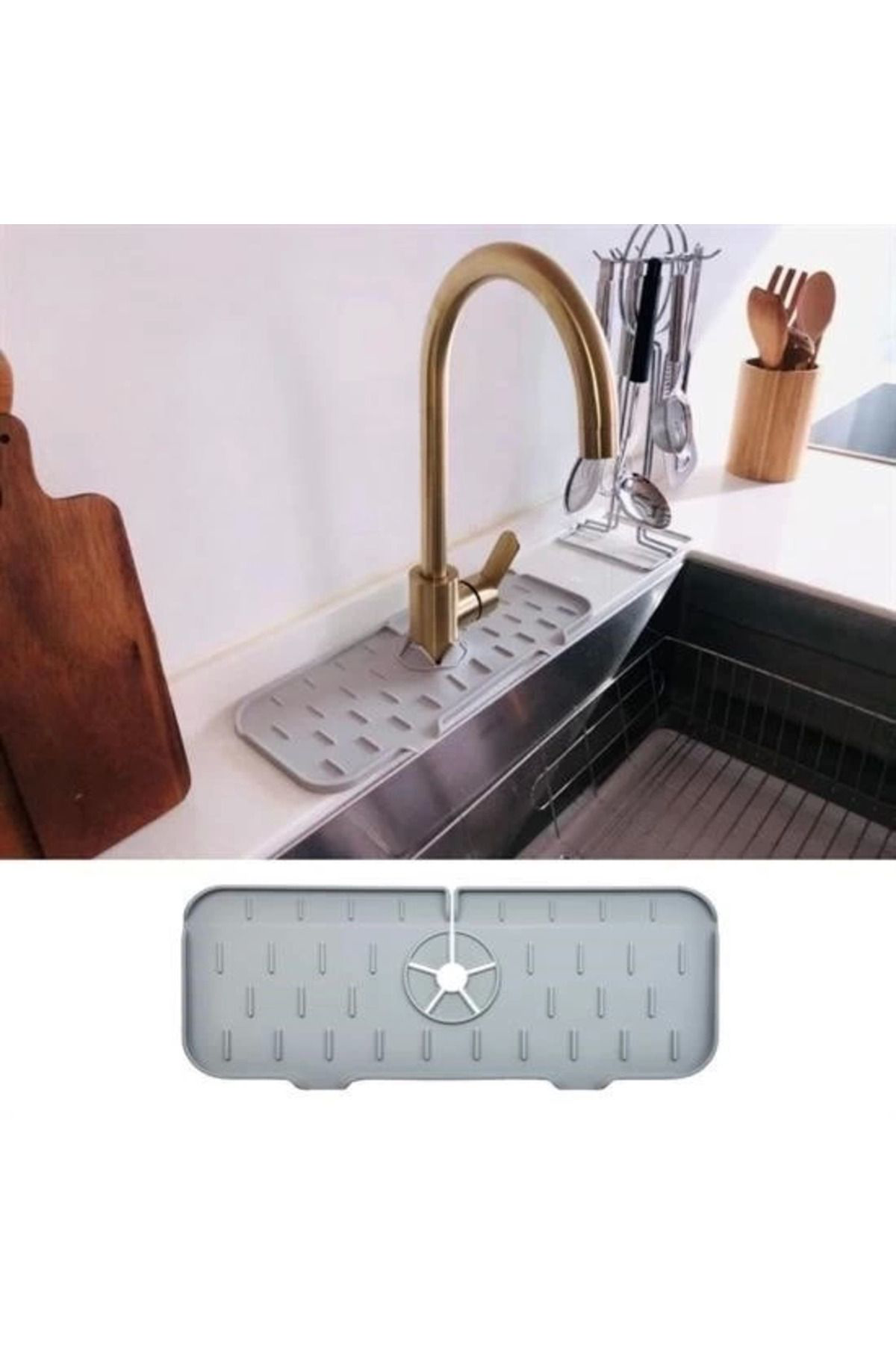 Yusuftex Lavabo İçin Silikon Esnek Mat Musluk Sapi Damlama Tutucu Raf Mutf