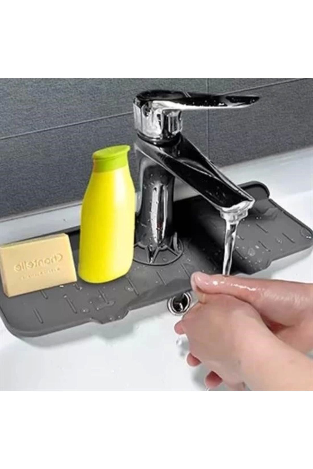 Yusuftex Lavabo İçin Silikon Esnek Mat Musluk Sapi Damlama Tutucu Raf Mutf