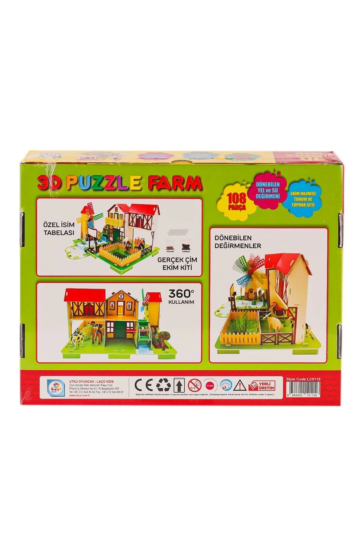 Laço Kids Lc0115 3D Boyutlu Çiftlik Puzzle -Laçokids