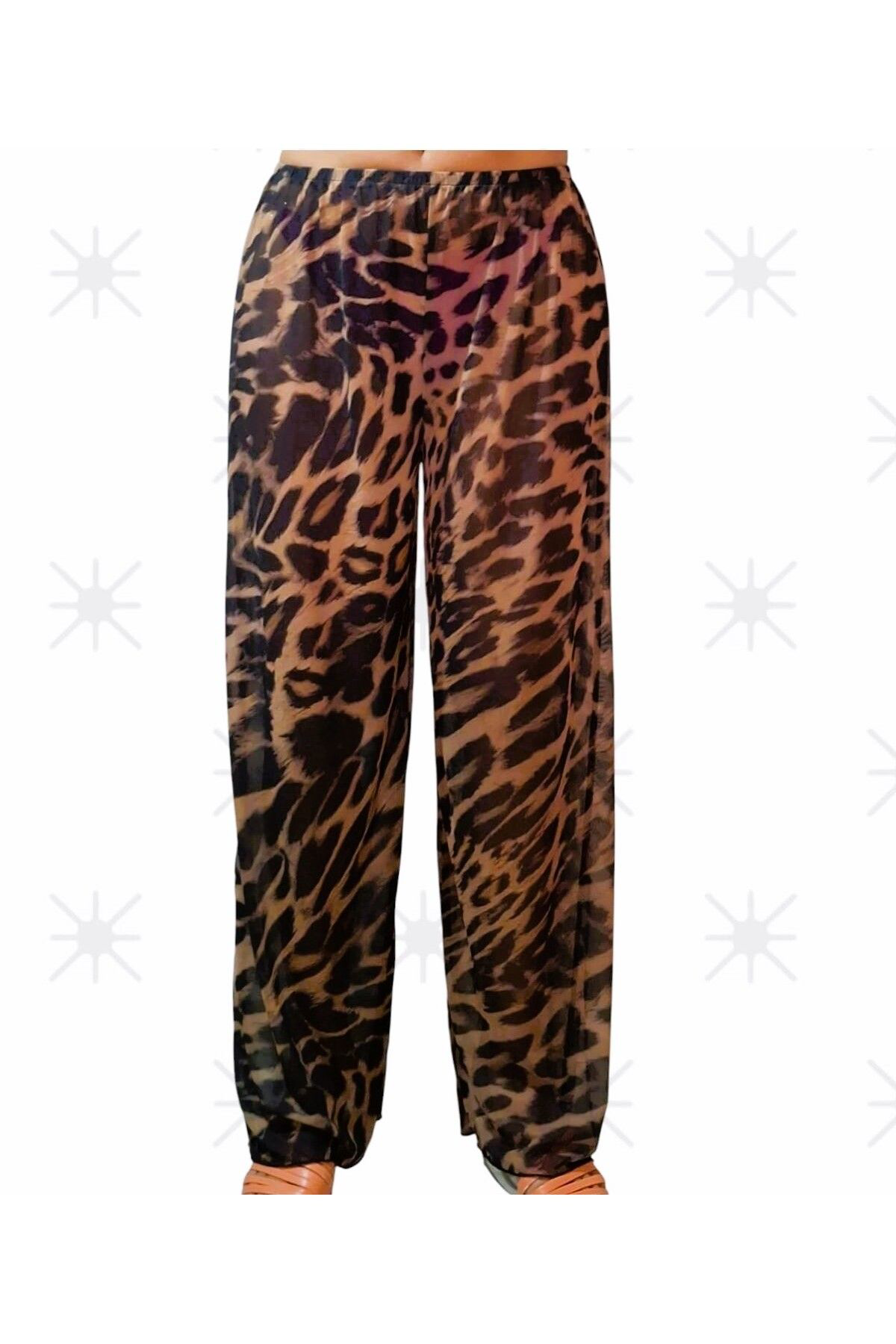 Zen Leopar Desen Tül Pantolon Pareo