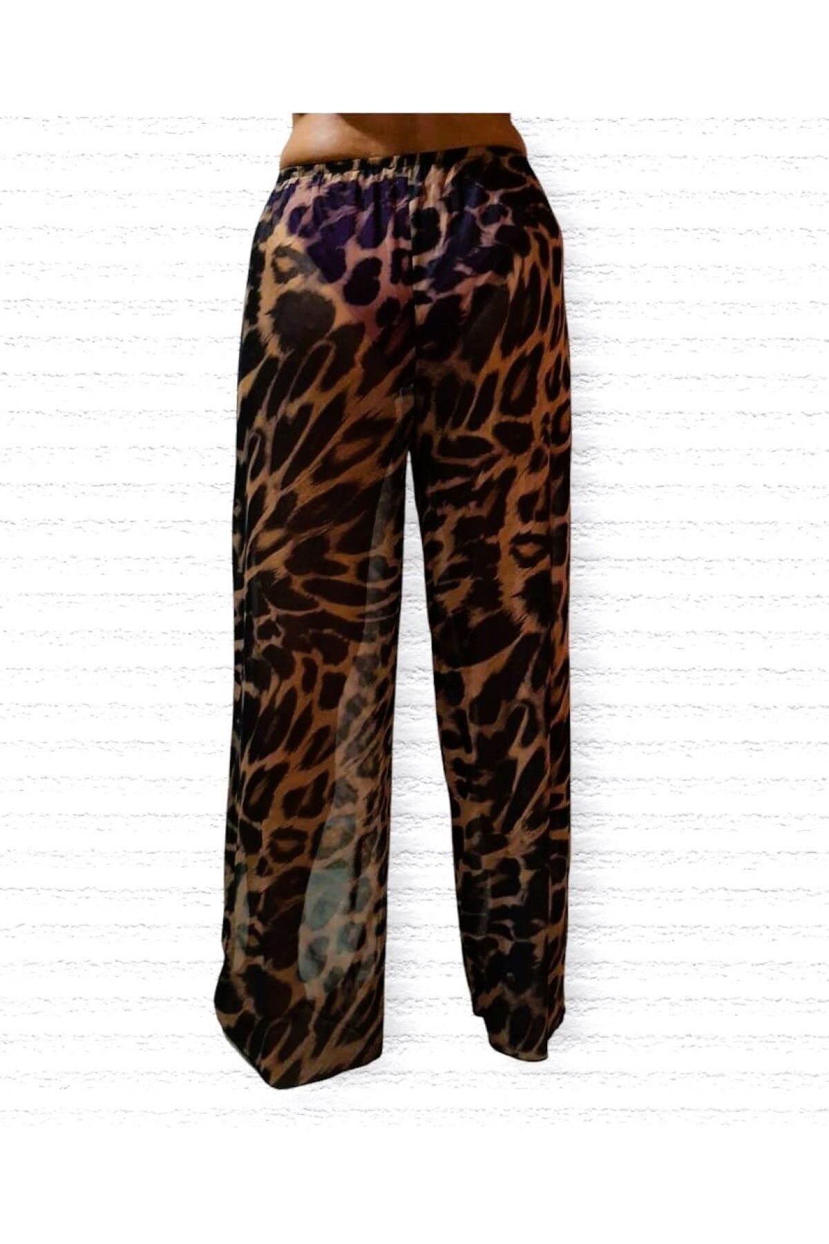 Zen Leopar Desen Tül Pantolon Pareo