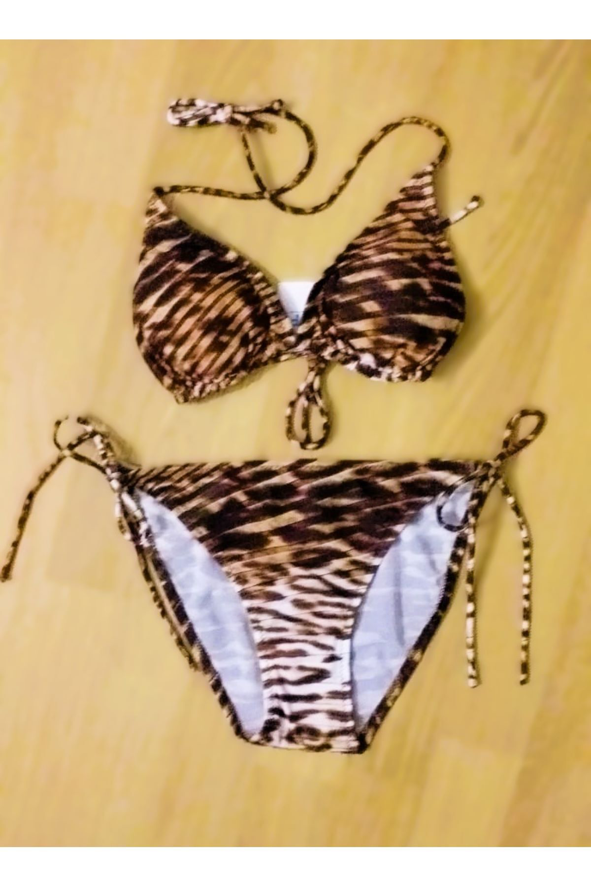 Sunsurf Leopar Desenil İpli Üçgen Bikini Takimi