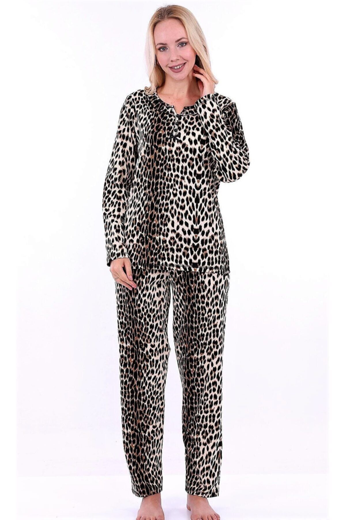 Etoile Leopar Desenli Pamuklu Pijama Takimi Evia