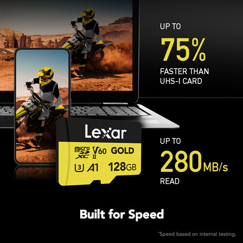 Lexar  128Gb Gold 280 Mb/S Uhs-İi / V60 / U3 Microsd Hafiza Karti