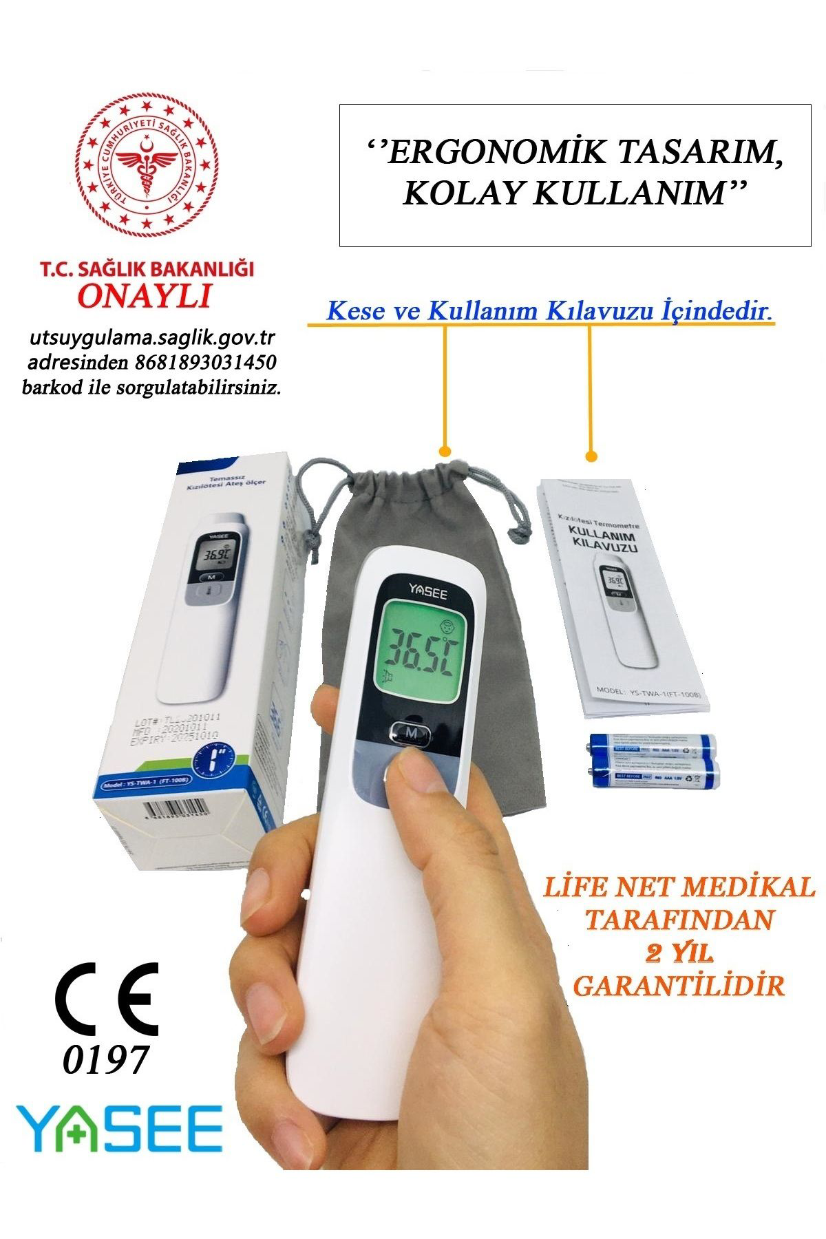 Yasee Life Net Medikal Uzaktan Temassiz Ateş Ölçer Ft-100B