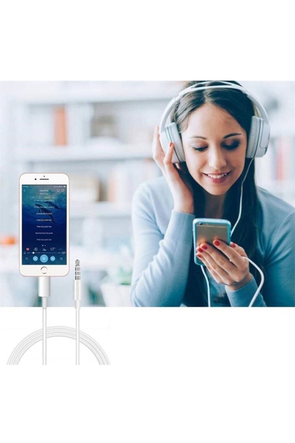Blue Spectrum Lightning To 3.5 Mm Aux İphone İçin Audio Kablo Araç İçi Uyumlu A