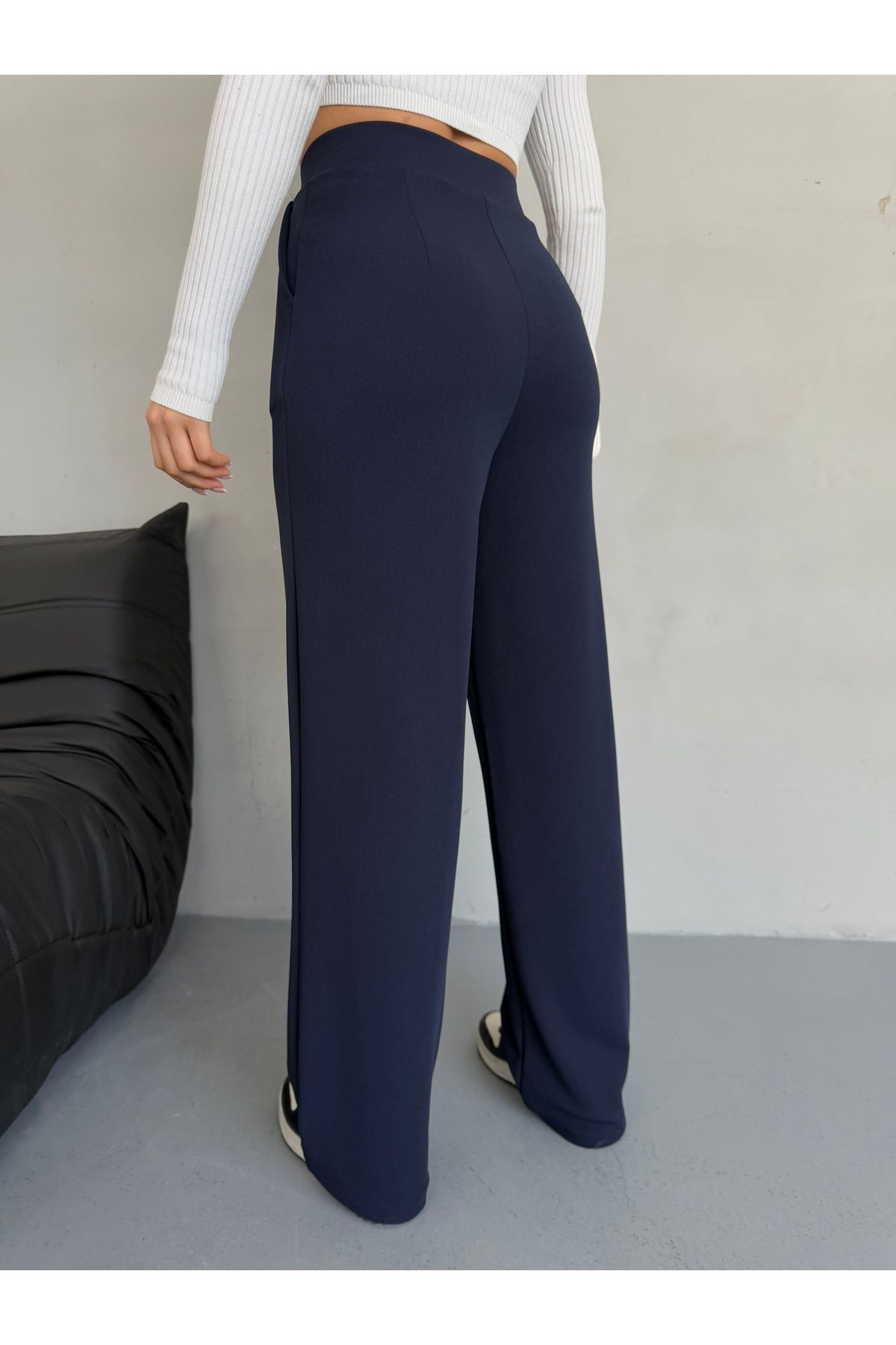 Moda Armanc Likrali Cirtli Kadin Palazzo Pantolon – Cesur Tarz, Yüksek Bel, R