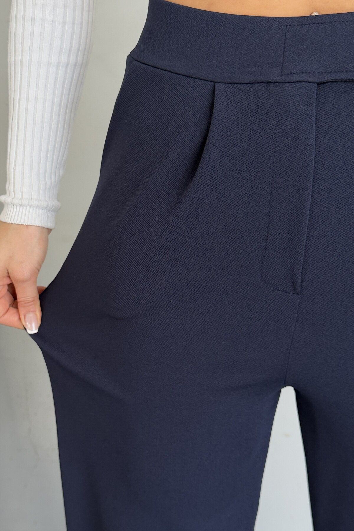 Moda Armanc Likrali Cirtli Kadin Palazzo Pantolon – Cesur Tarz, Yüksek Bel, R