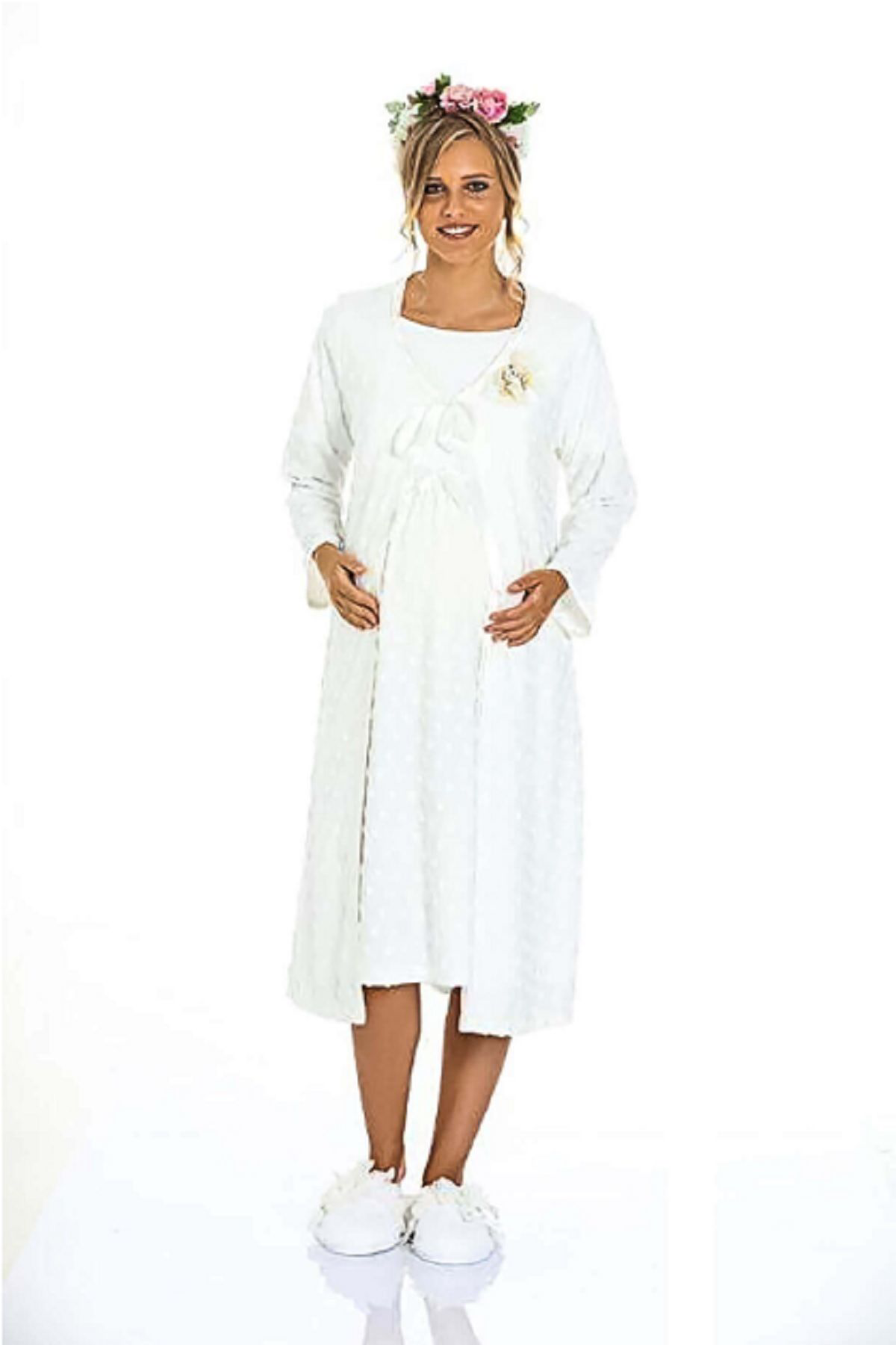 Limissi Pijama Limissi Kadin %80 Pamuk Uzun Kol Hamile Sabahlik