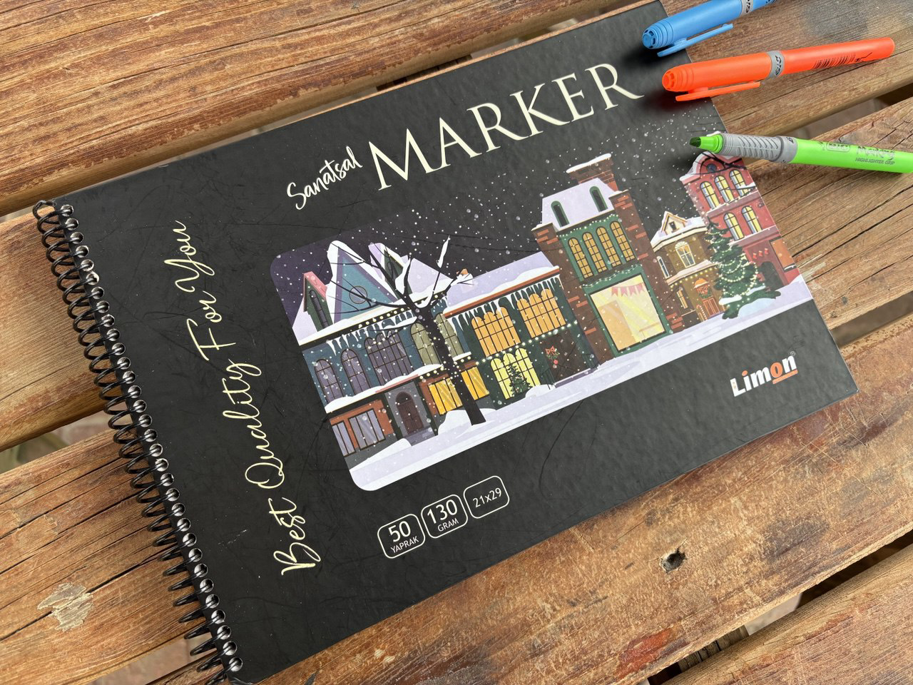 Bylimon Limon Defter Sanatsal Marker Kalem Defteri Büyük Boy (Arkaya Geçirmez Kağit) (Ebat 21X29)