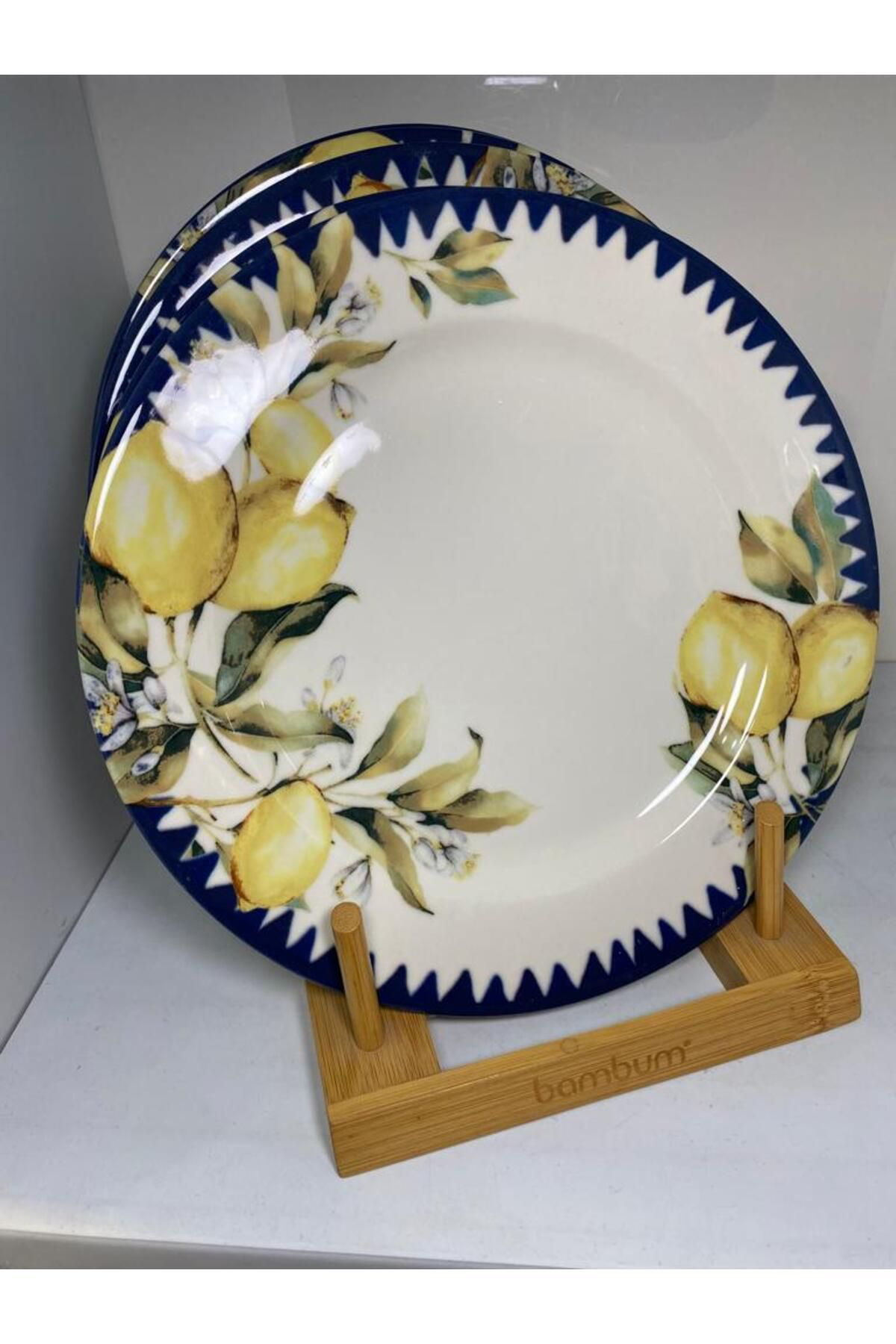 Elif Aksesuar Limon Desenli Porselen Servis Tabaği 6Li 26 Cm