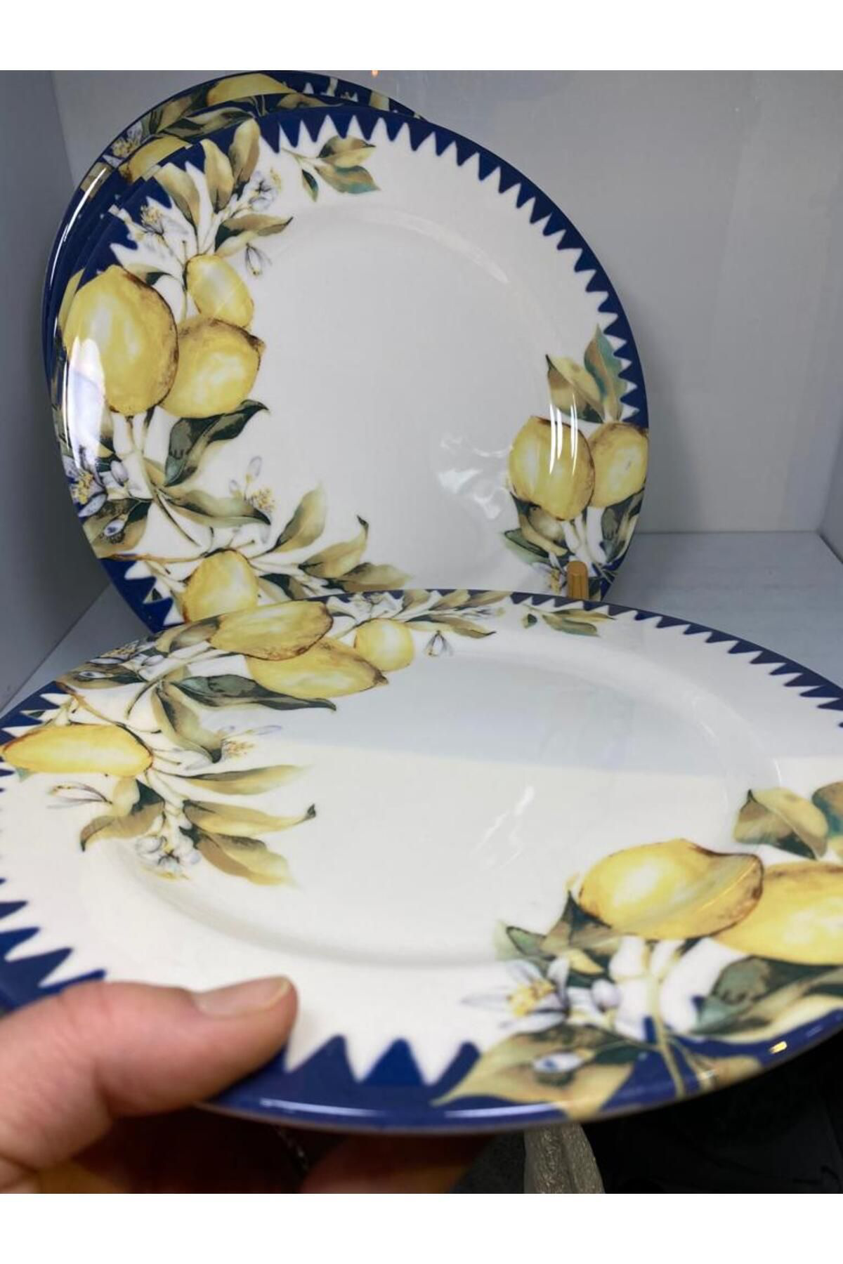 Elif Aksesuar Limon Desenli Porselen Servis Tabaği 6Li 26 Cm