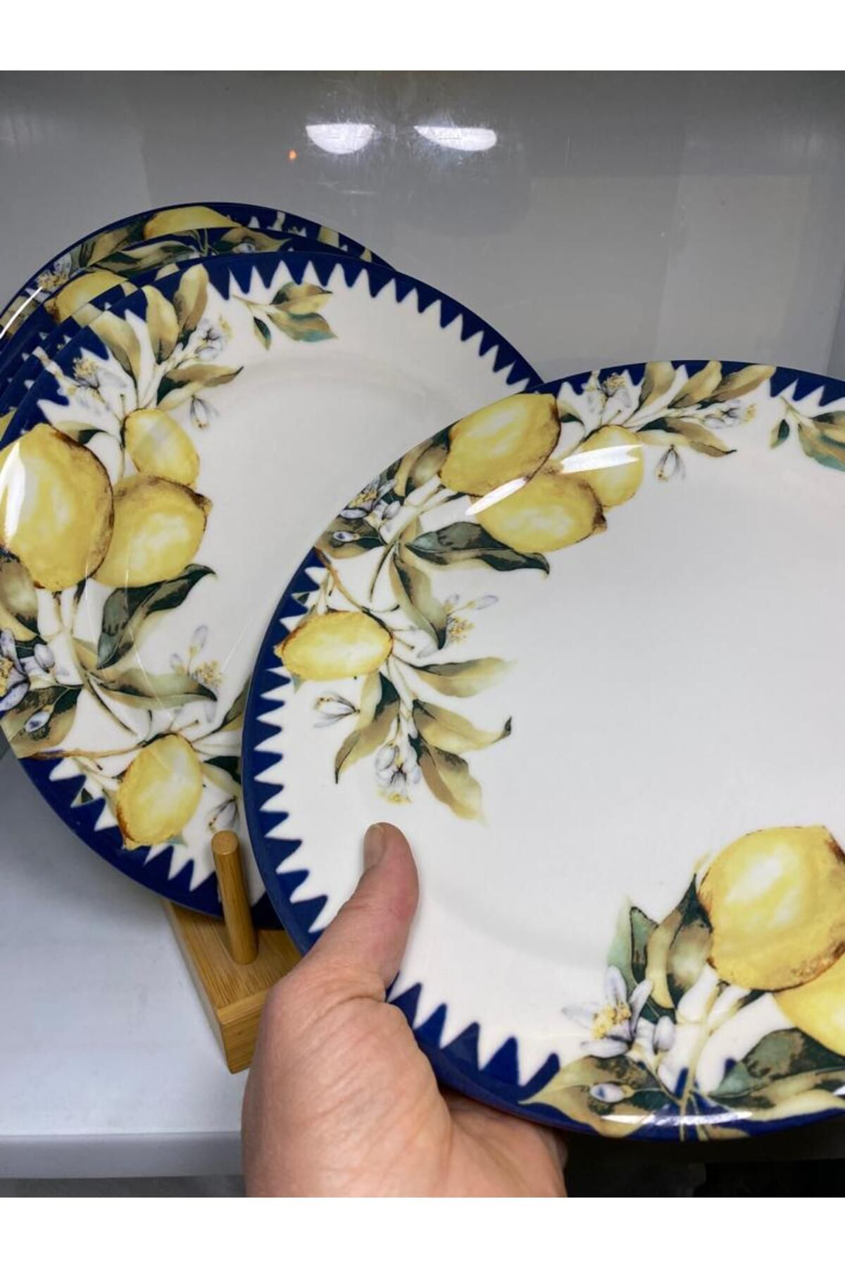 Elif Aksesuar Limon Desenli Porselen Servis Tabaği 6Li 26 Cm