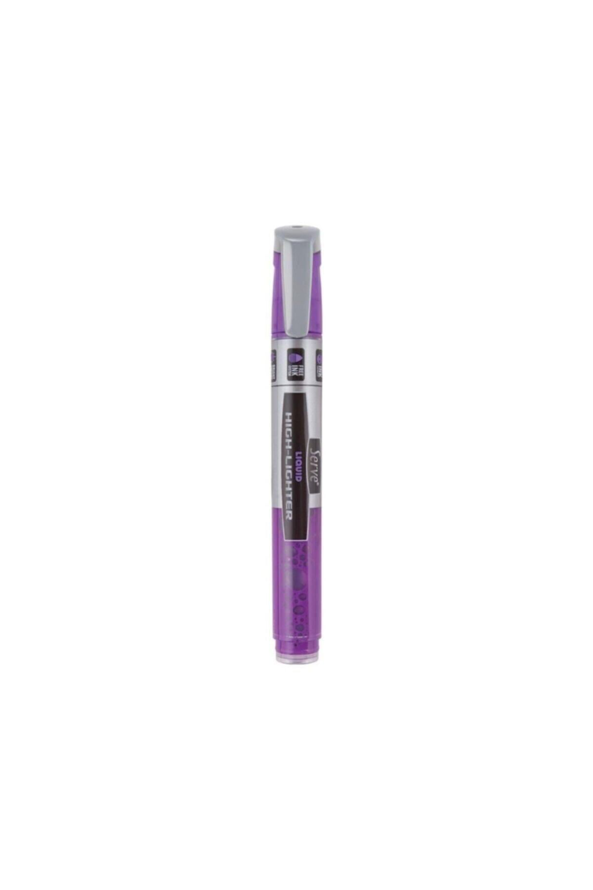 Serve Liquid Highlighter Sivi Mürekkepli Fosforlu Kalem Mor