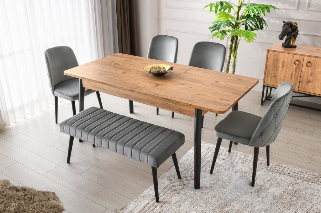 Sivas Gözde Mobilya Loft Yemek Masa Sandalye Bankli Takim