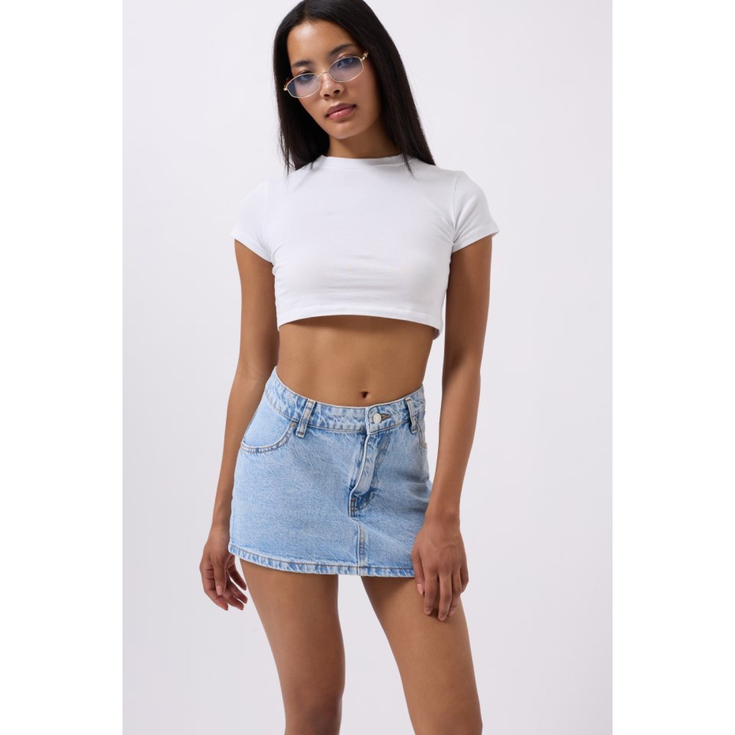 Lucky Life Kadın Asimetrik Bel Denim Mini Etek