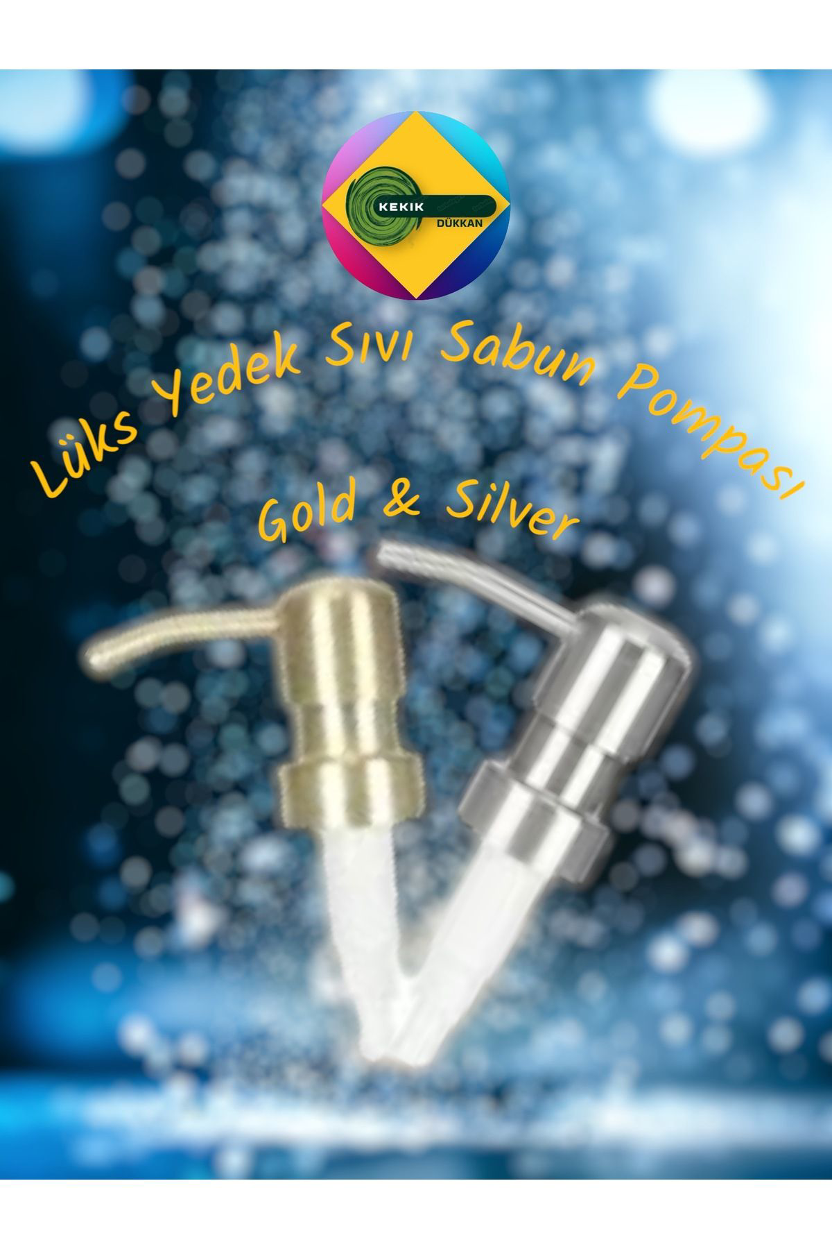 Kekikdükkan Lüks Yedek 2'Li Sivi Sabun Pompasi Gold & Silver