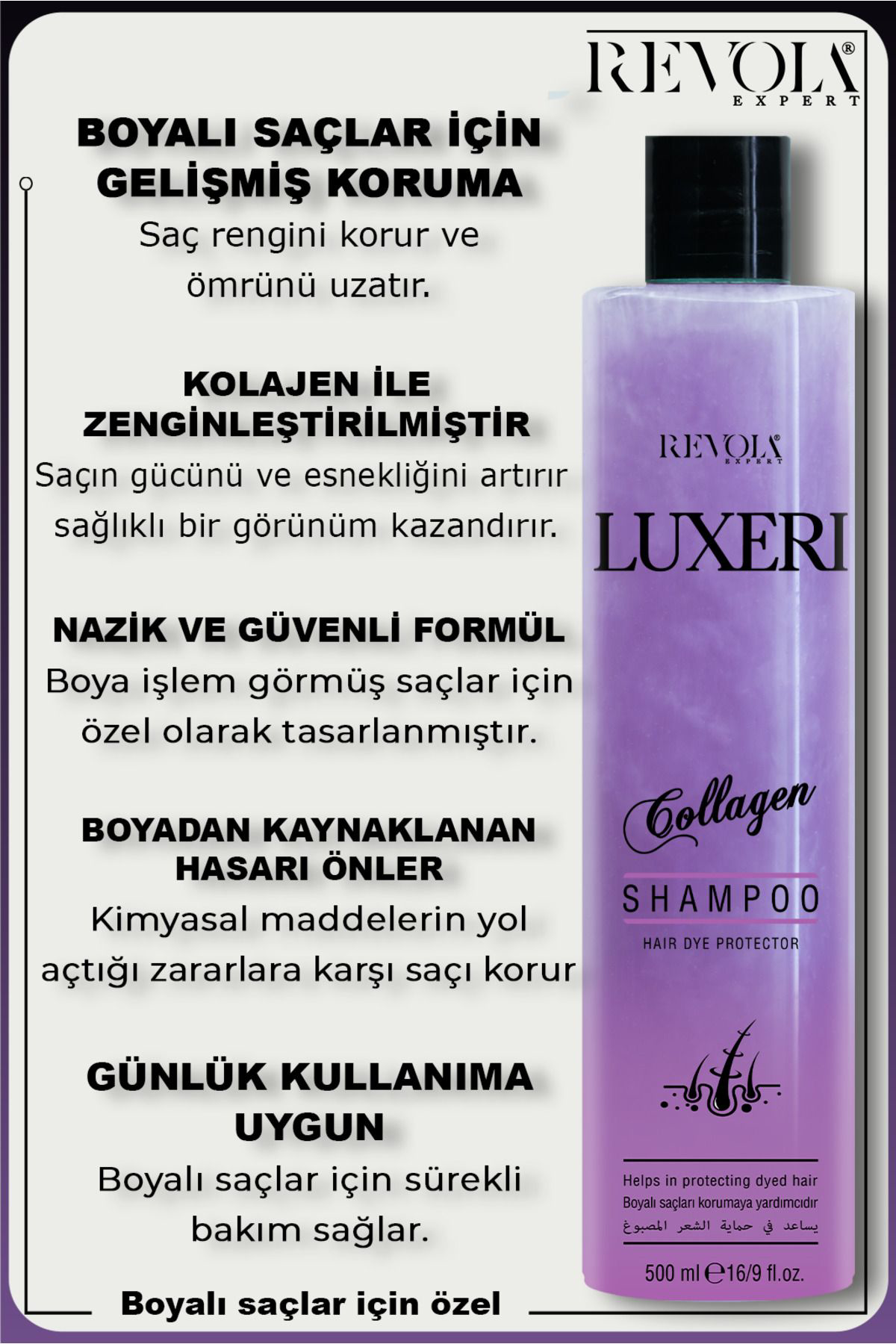 Revola Expert Luxeri Kolajen Şampuan - Boyali Saçlar İçin Renk Koruma Ve Güçlen