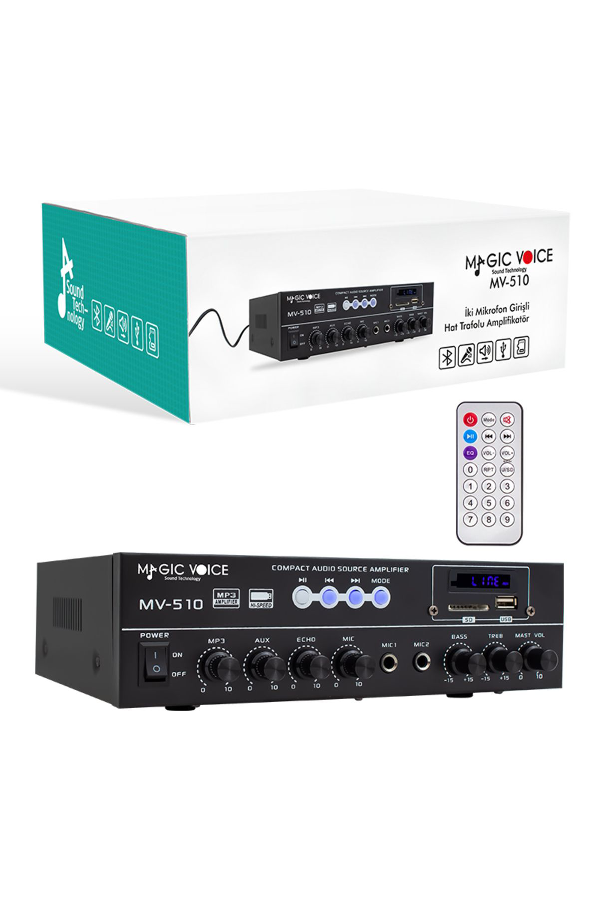 Ok Aksesuar Magicvoice Mv-510 50 Watt Usb/Sd/Bluetooth 2 Mik.,Eco Lu+2Sd 2061