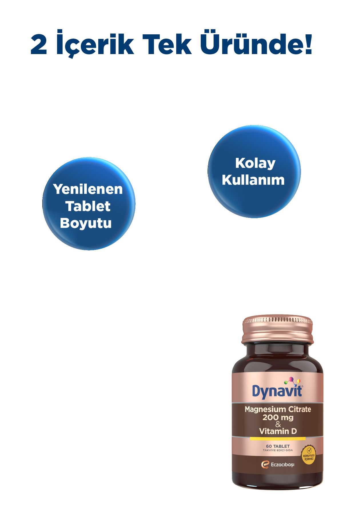 Dynavit Magnesium Citrate 200 Mg & Vitamin D 60 Tablet - Magnezyum Sitrat