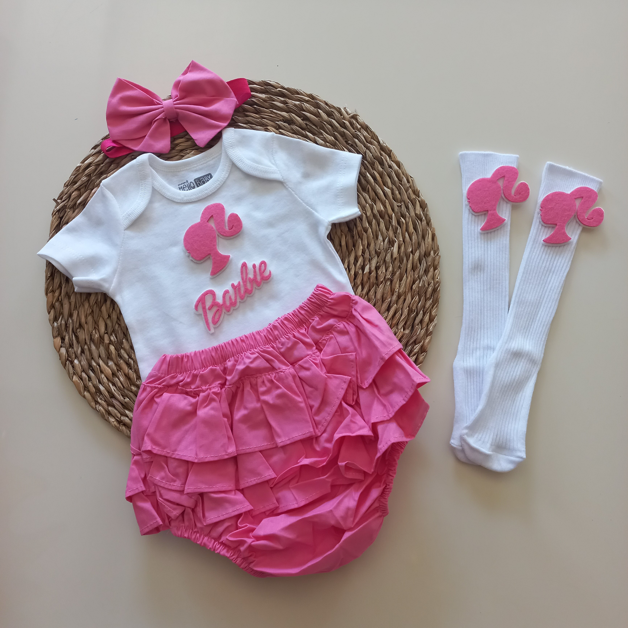 MARS BABY Kız Bebek Pembe Fuşya Barbie Figürlü Fırfırşort Etek Ba