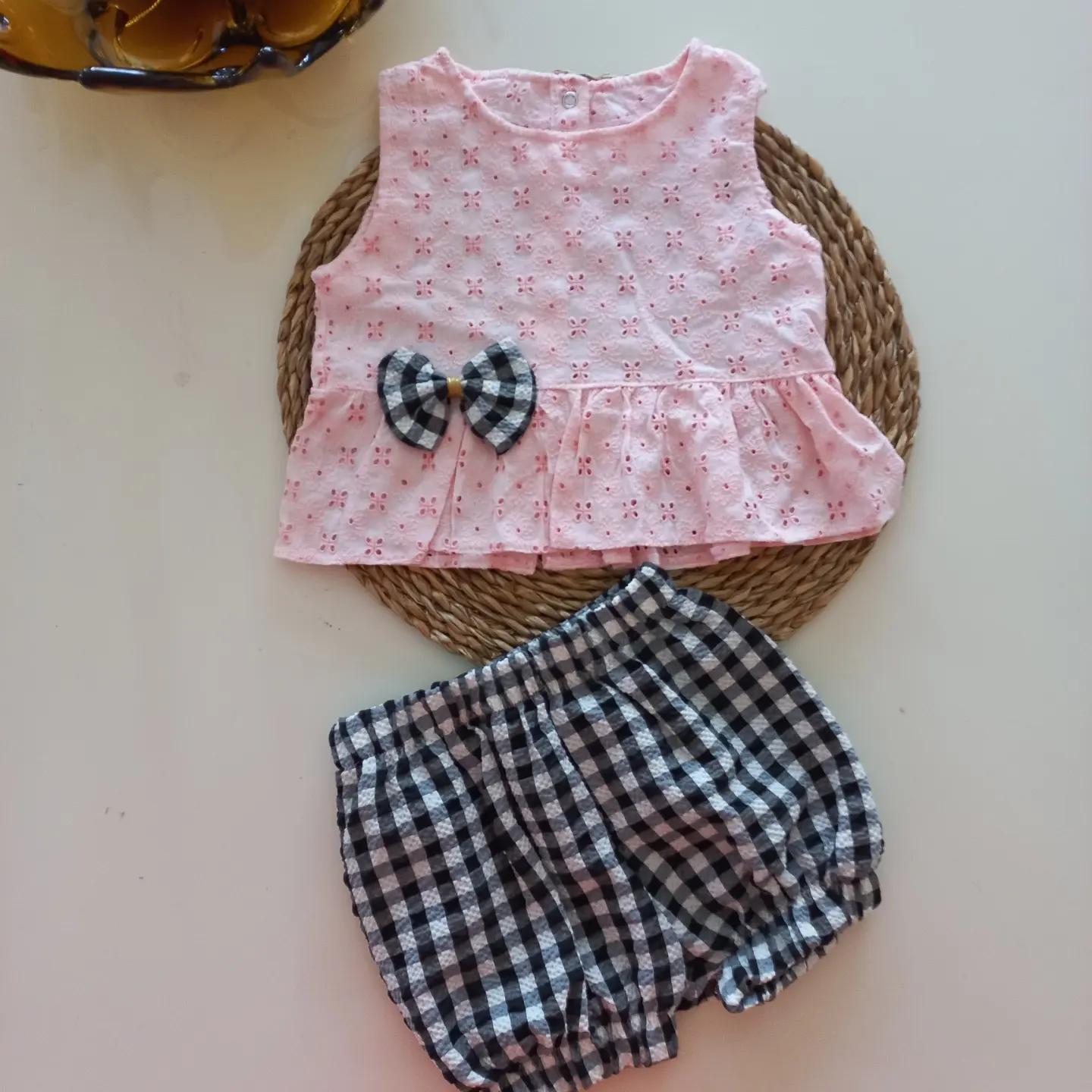 MARS BABY Kız Bebek Pembe Siyah Pitikareli Fisto Gofre Askılı Blu