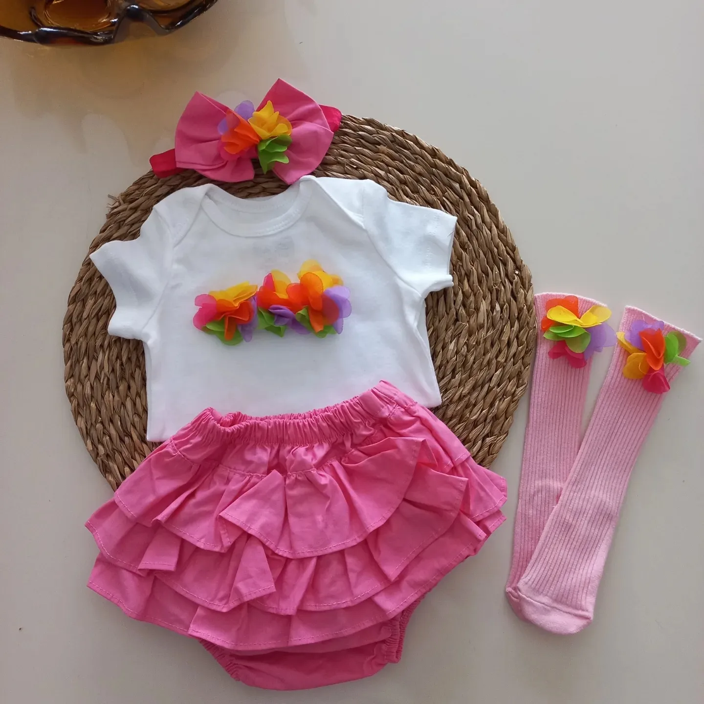MARS BABY Kız Bebek Fuşya Potpori Fırfırşort Etek Bandana Pembe Ç
