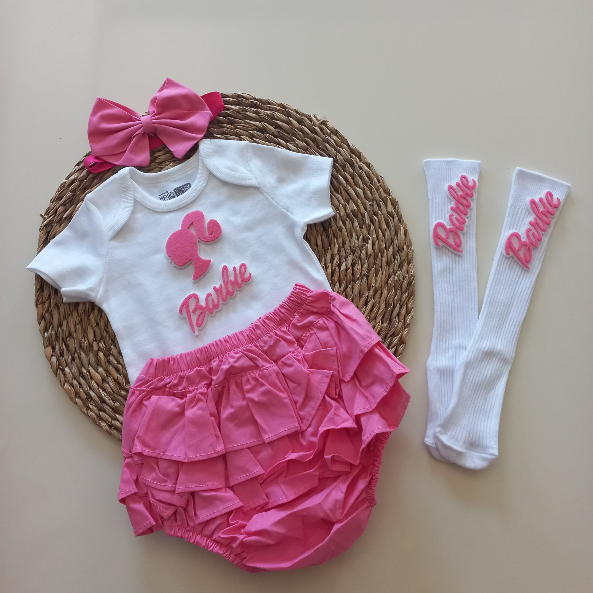 MARS BABY Kız Bebek Pembe Fuşya Barbie Fırfırşort Etek Bandana Ço