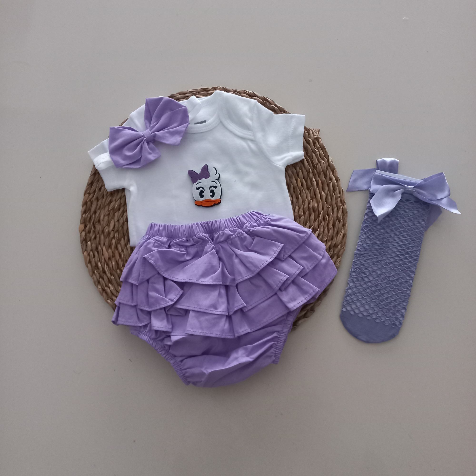 MARS BABY Kız Bebek Lila Daisy Fırfır Şort Etek Bodyli Lila File 