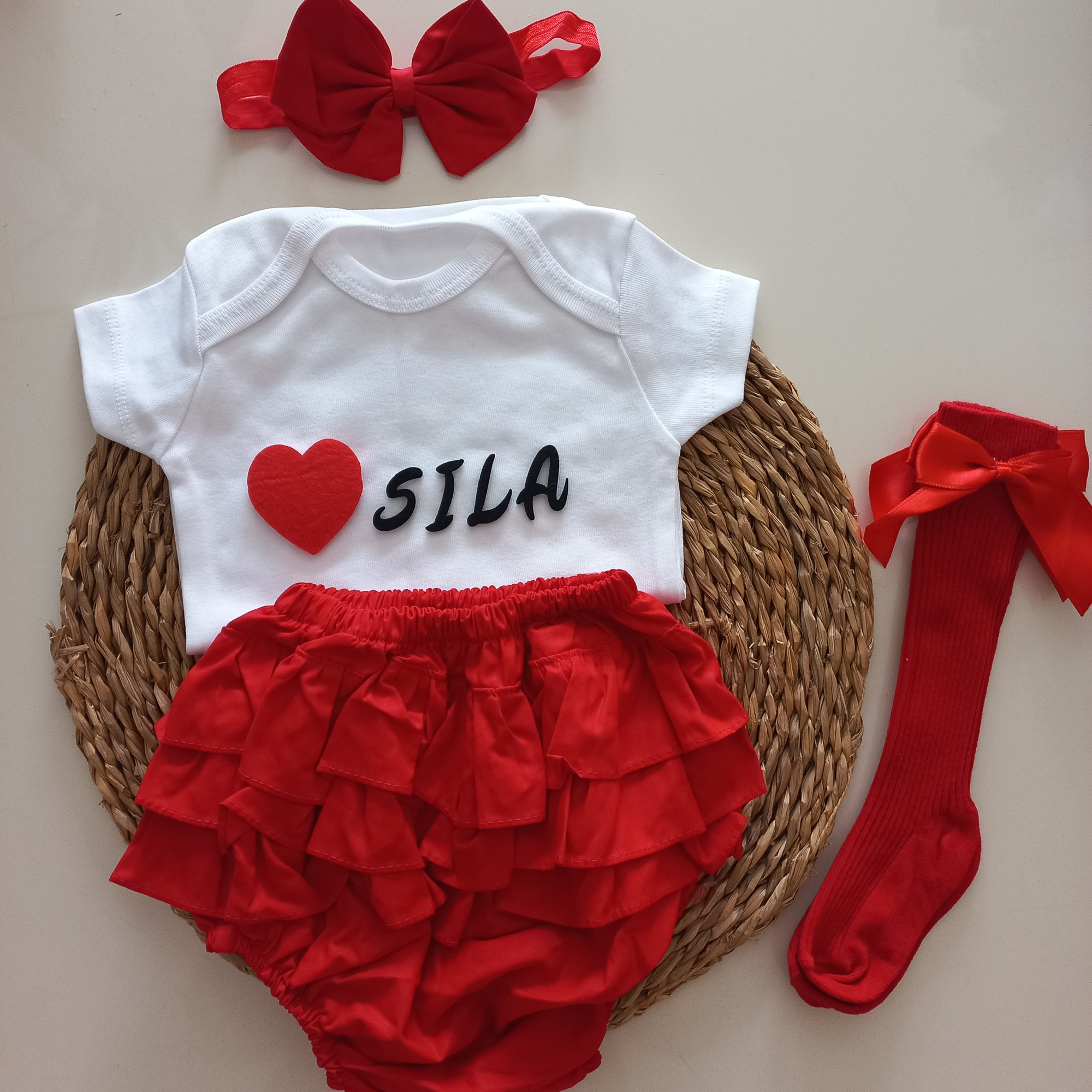 MARS BABY Kız Bebek Çocuk Kırmızı İsimli Fırfırşort Badili Çorapl