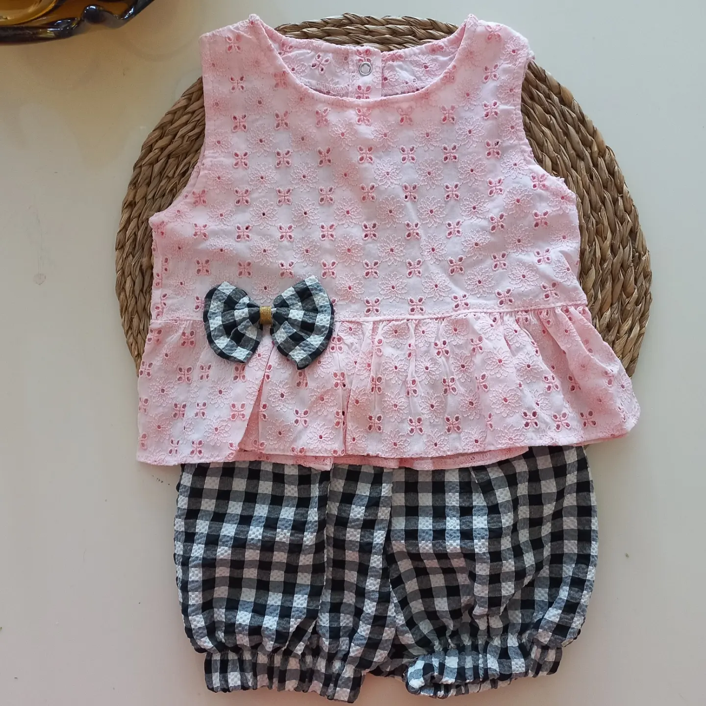 MARS BABY Kız Bebek Pembe Siyah Pitikareli Fisto Gofre Askılı Blu