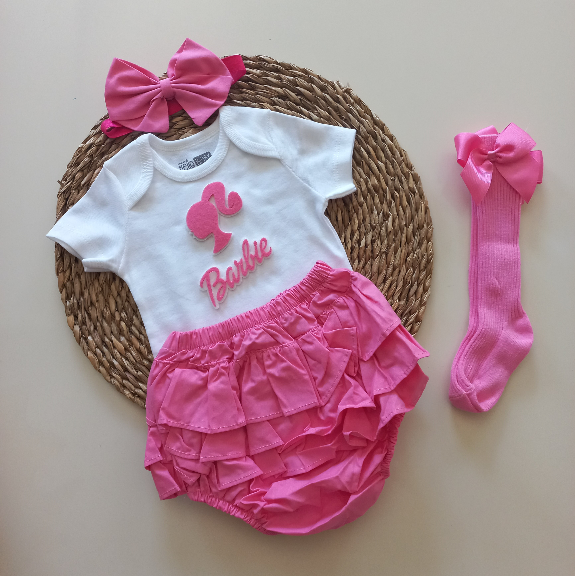MARS BABY Kız Bebek Pembe Fuşya Barbie Figür Fırfırşort Etek Band