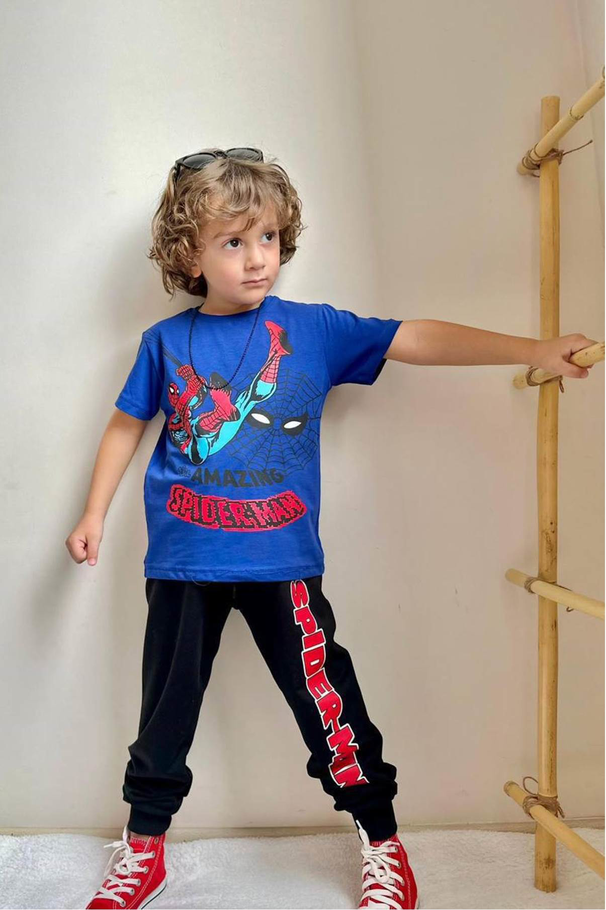 Marvel baskılı spiderman Süpermen  karakterli alt üst erkek çocuk