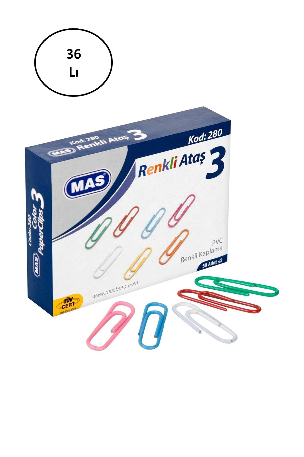Cexos Mas 280 Renkli Ataş Pvc Kapli 28 Mm 36'Li - Cbt1991-6422