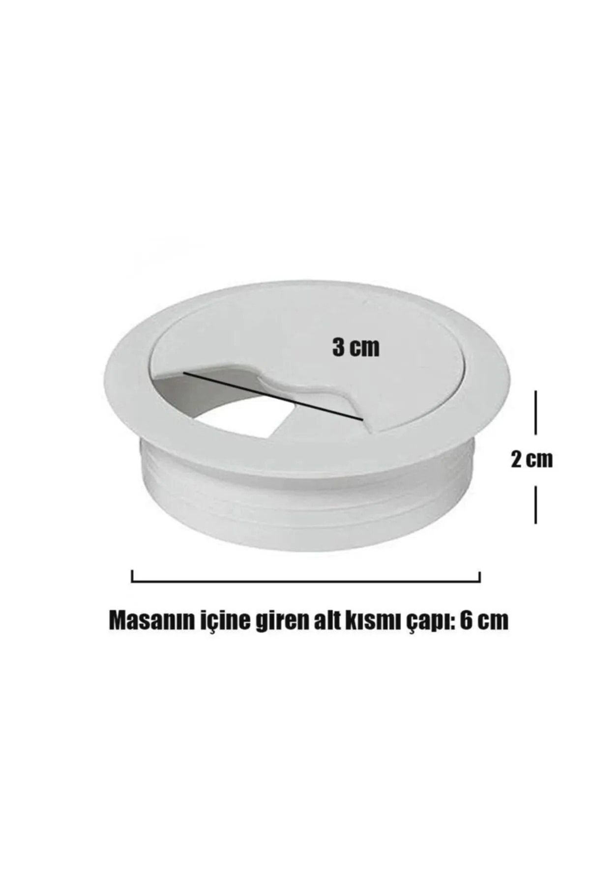 Nublado Masa Üstü Kablo Kanali Deliği Kapaği Beyaz Masa Kapaği 6 Cm (5 Ad