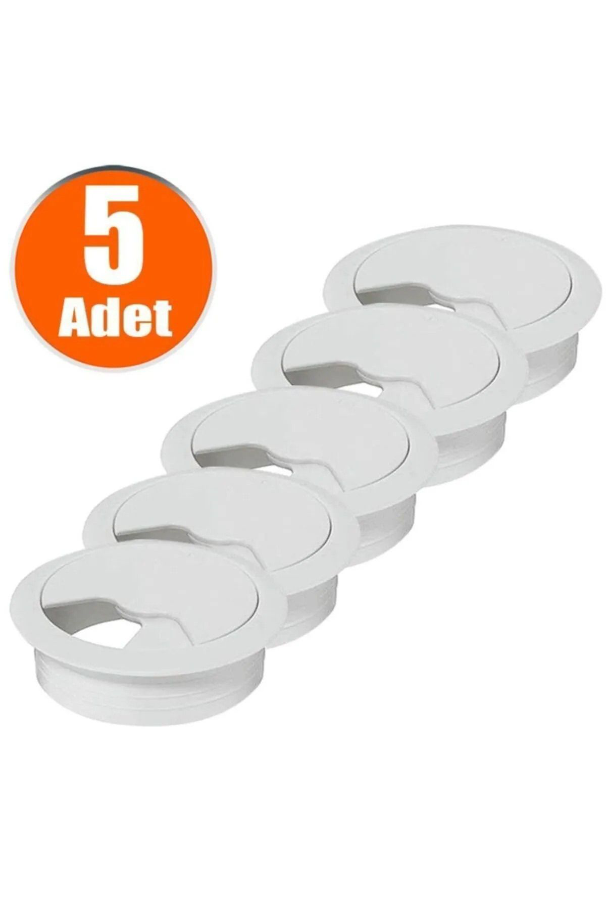Nublado Masa Üstü Kablo Kanali Deliği Kapaği Beyaz Masa Kapaği 6 Cm (5 Ad