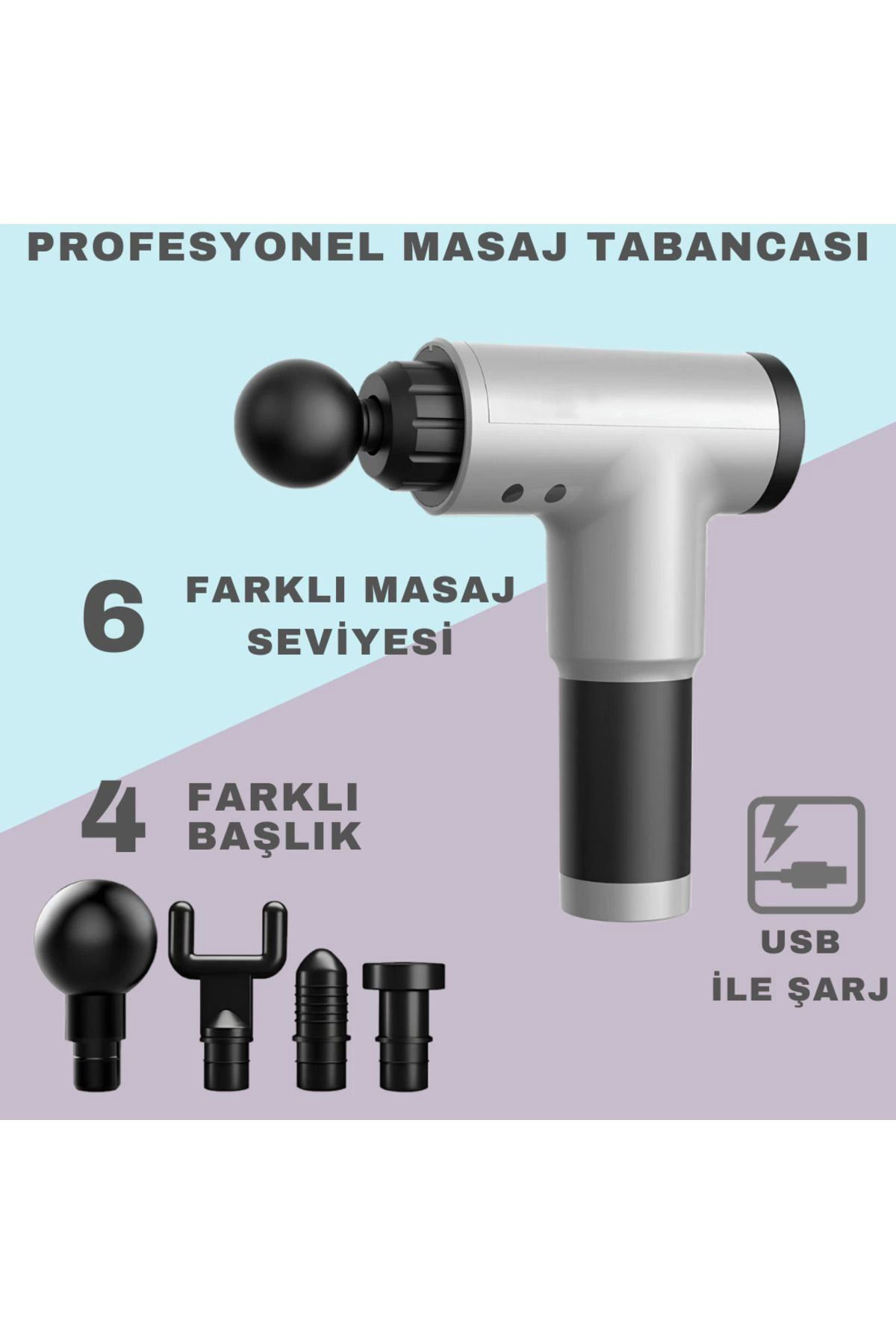 Yusuftex Masaj Tabancasi 4 Başlikli Sporcu Masaj Aleti 6 Kademeli Boyun Be