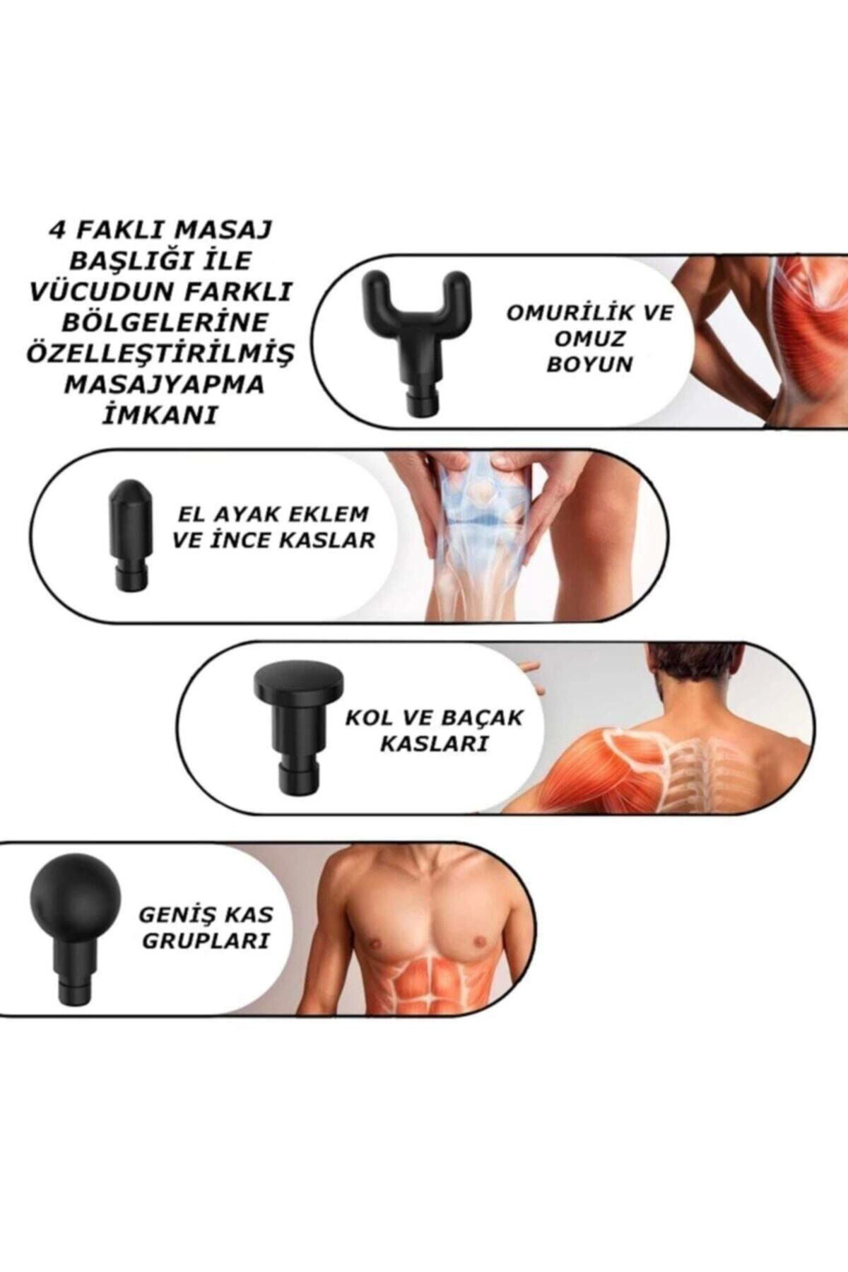 Yusuftex Masaj Tabancasi Sporcu Masaj Aleti 4 Başlikli Şarjli 6 Fonksiyon